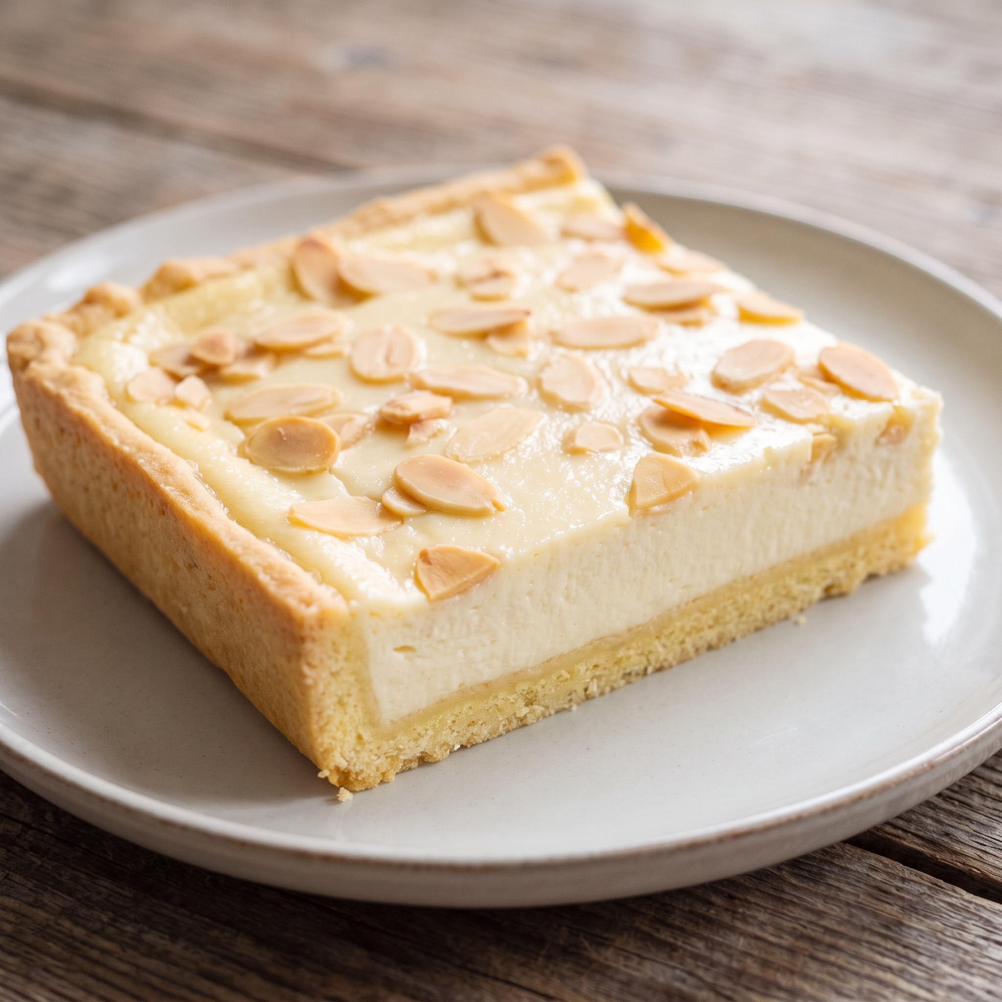 Westfalen | Westfälischer Schmandkuchen | Cremiger Schmandbelag auf mürbem Boden mit knusprigen Mandelblättchen