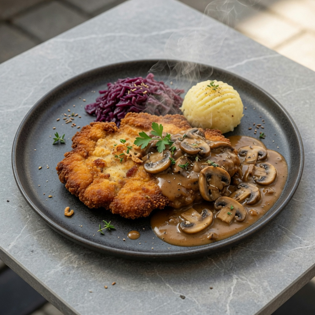 Würziges Jägerschnitzel mit Pilzen