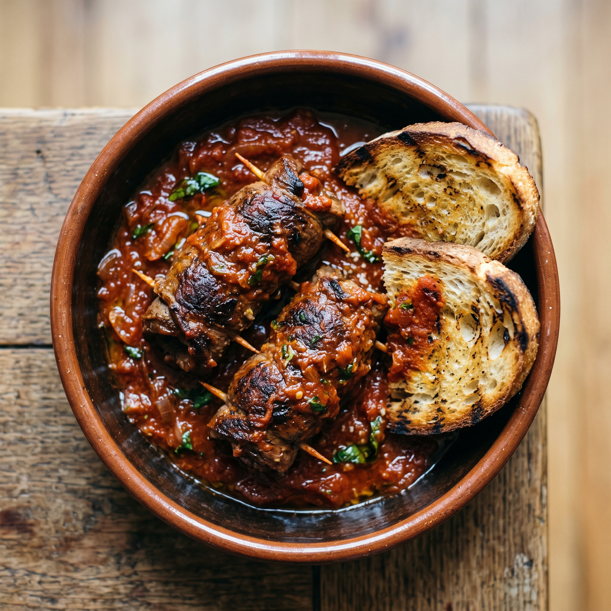 Braciole di cavallo al sugo – geschmorte Involtini aus Apulien