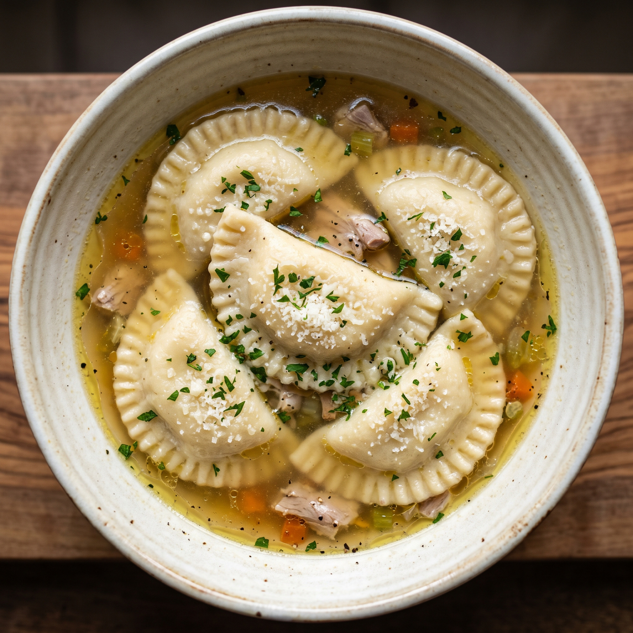 Cassatelle in brodo di gallina aus Sizilien