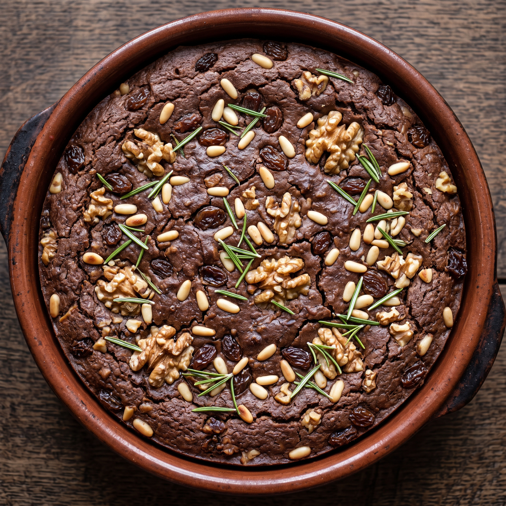 Ein flacher Kuchen mit kräftigem Kastanienaroma