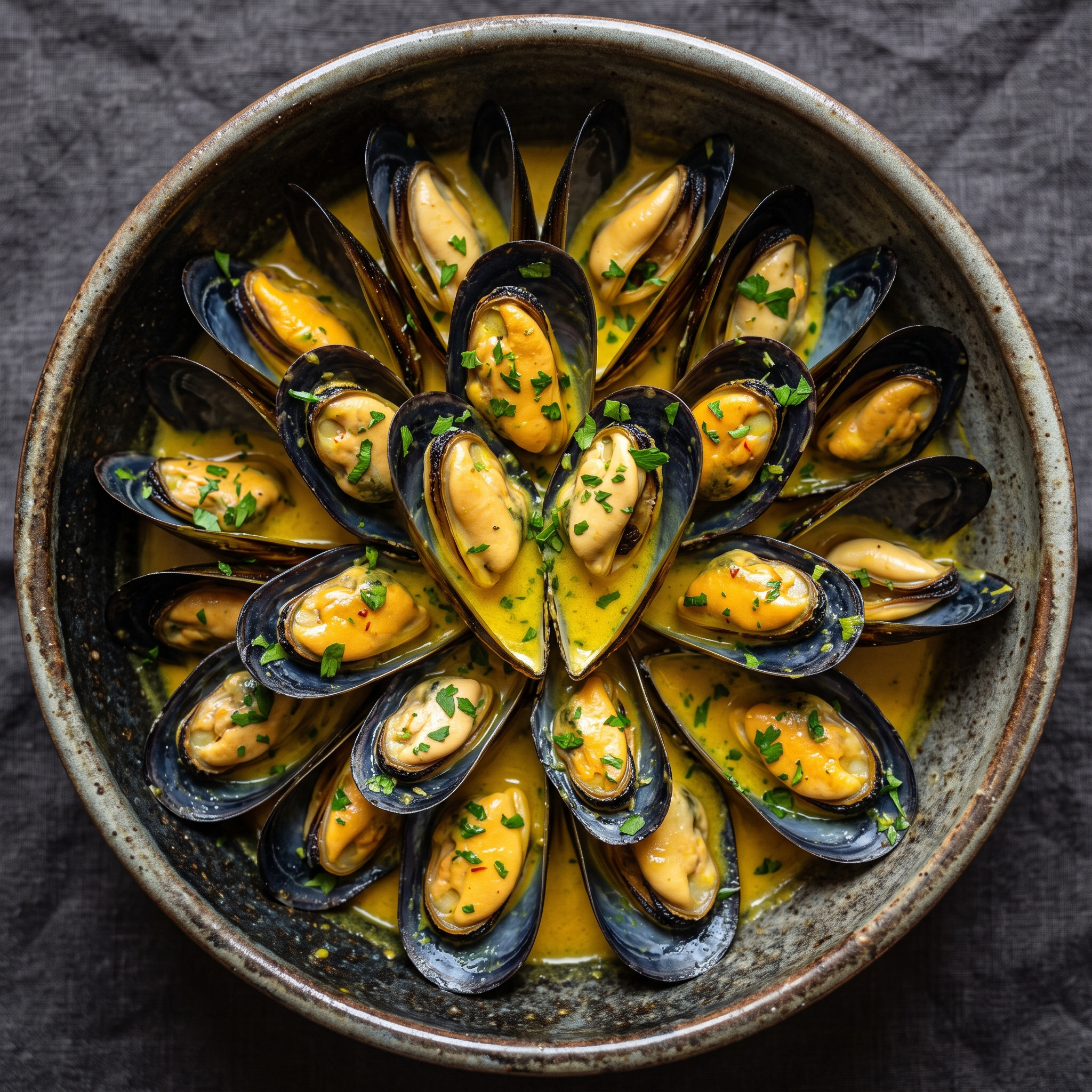 Cozze allo zafferano aus den Abruzzen