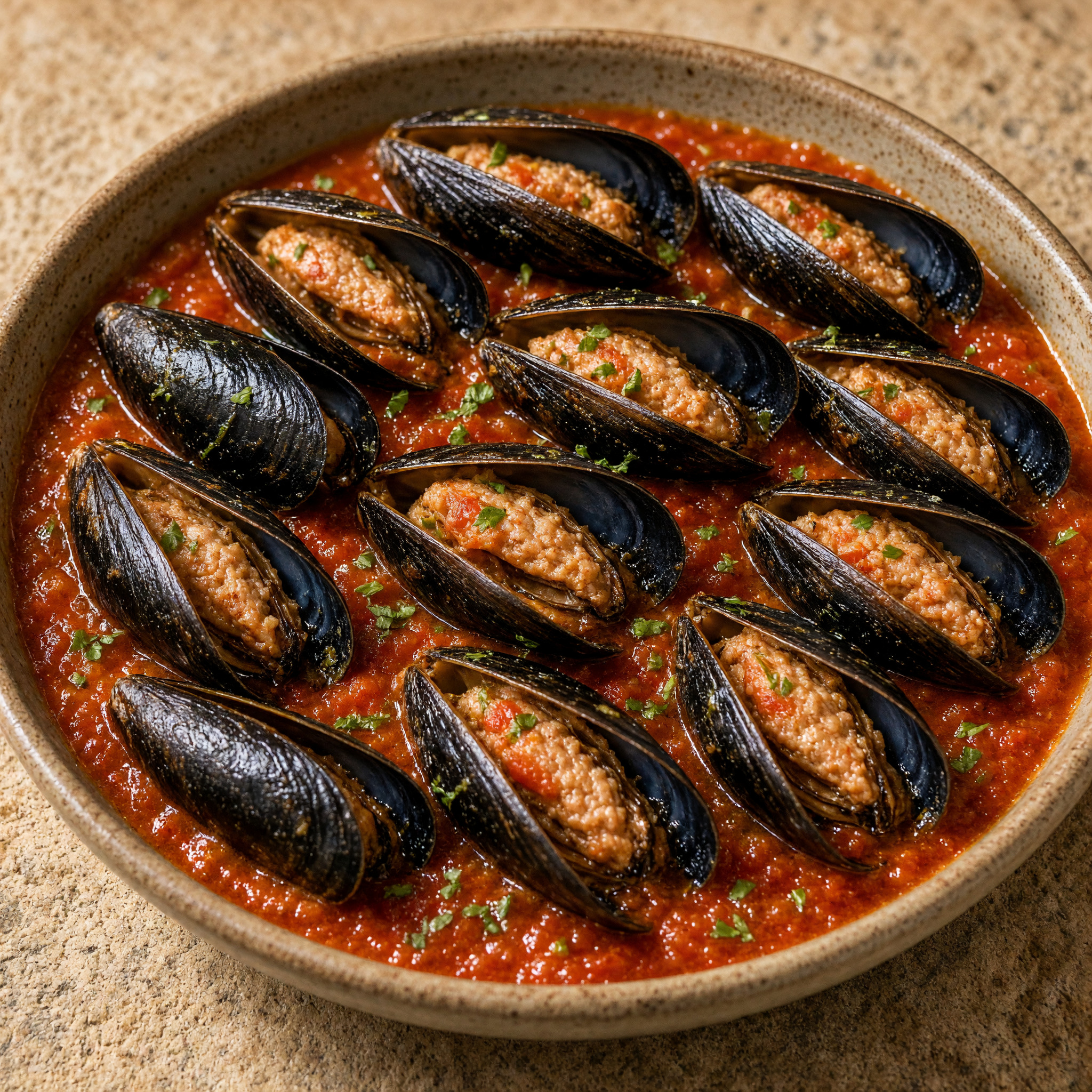 Cozze ripiene alla viareggina