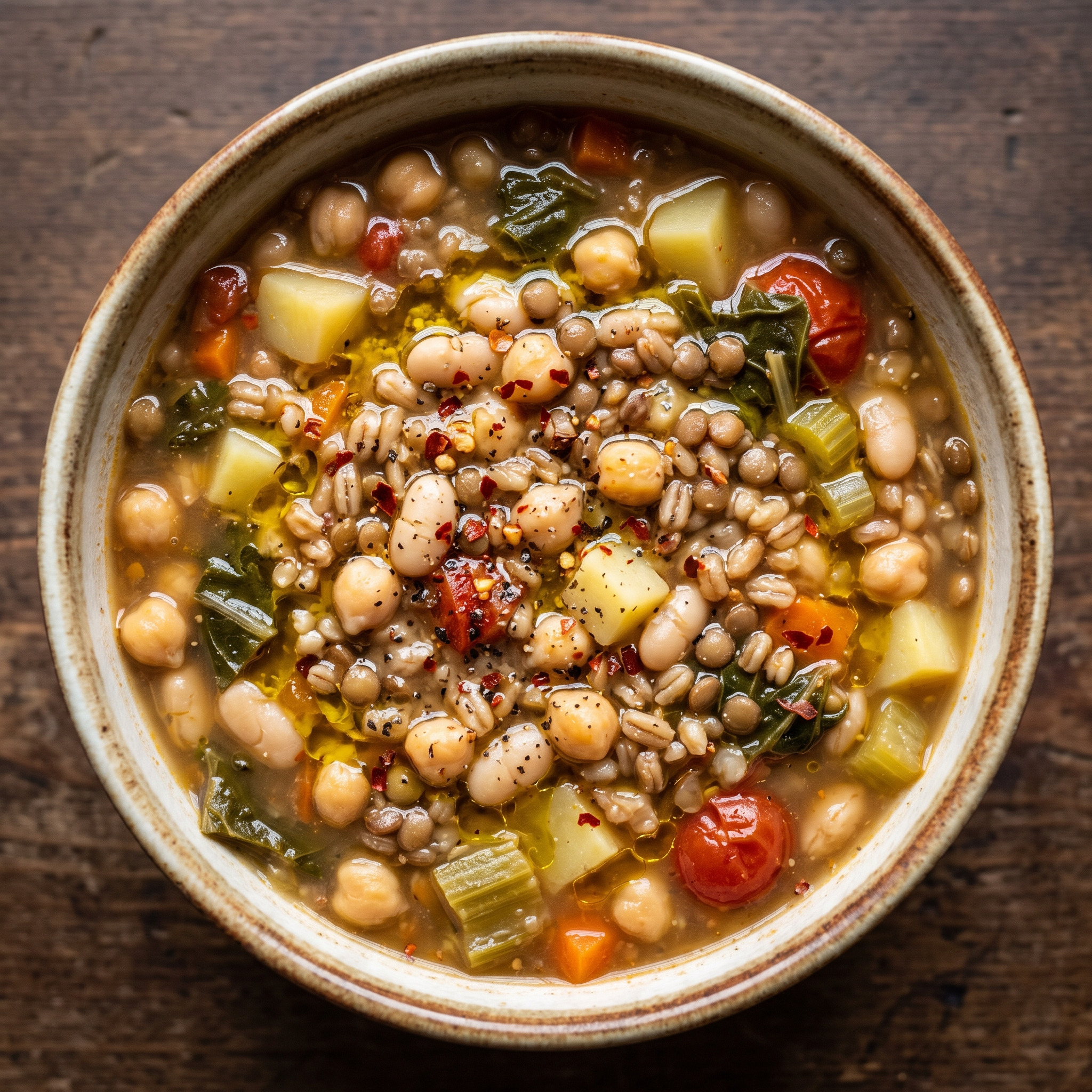 Crapiata materana: Suppe aus Hülsenfrüchten und Weizen