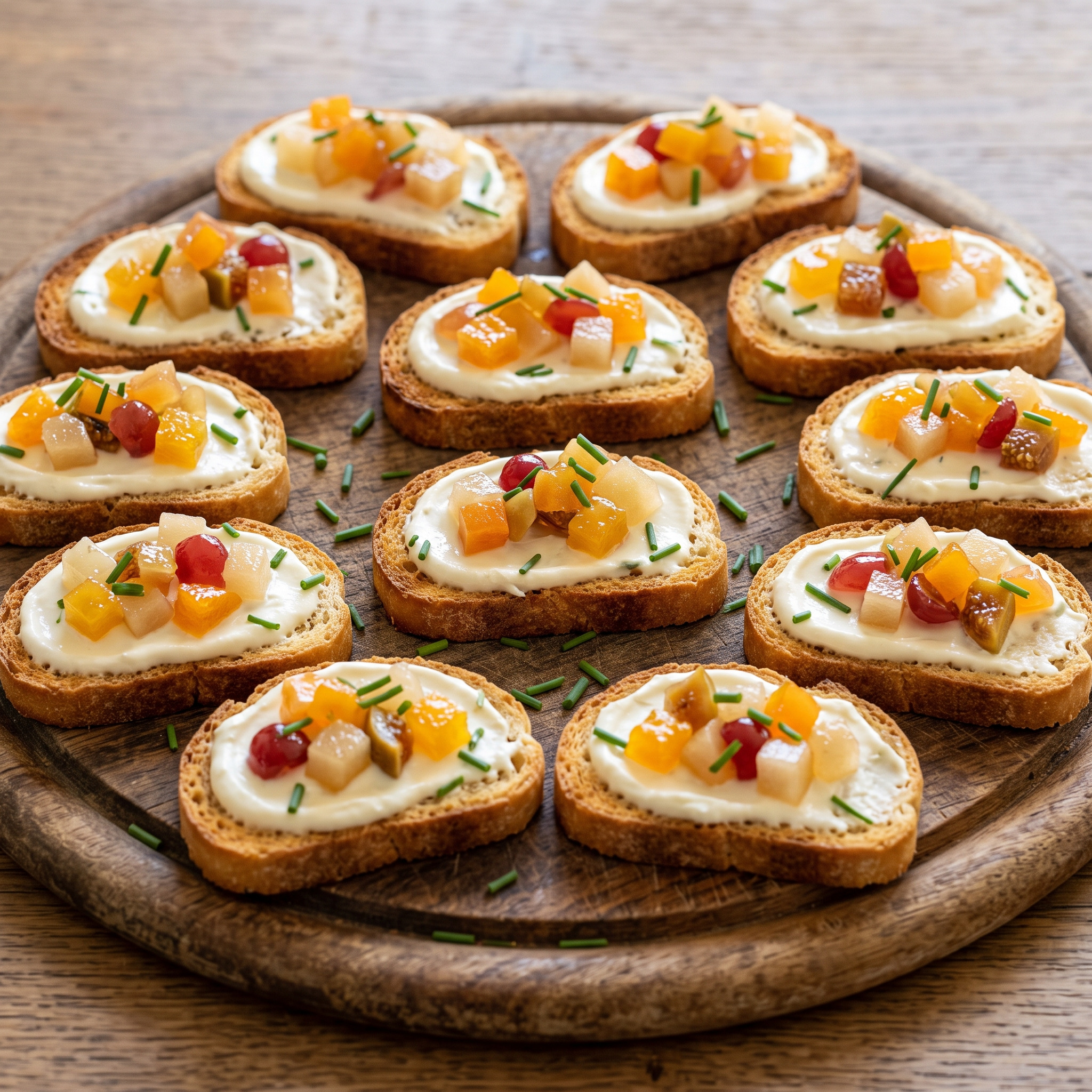 Crostini di pane, Gorgonzola e mostarda di Cremona