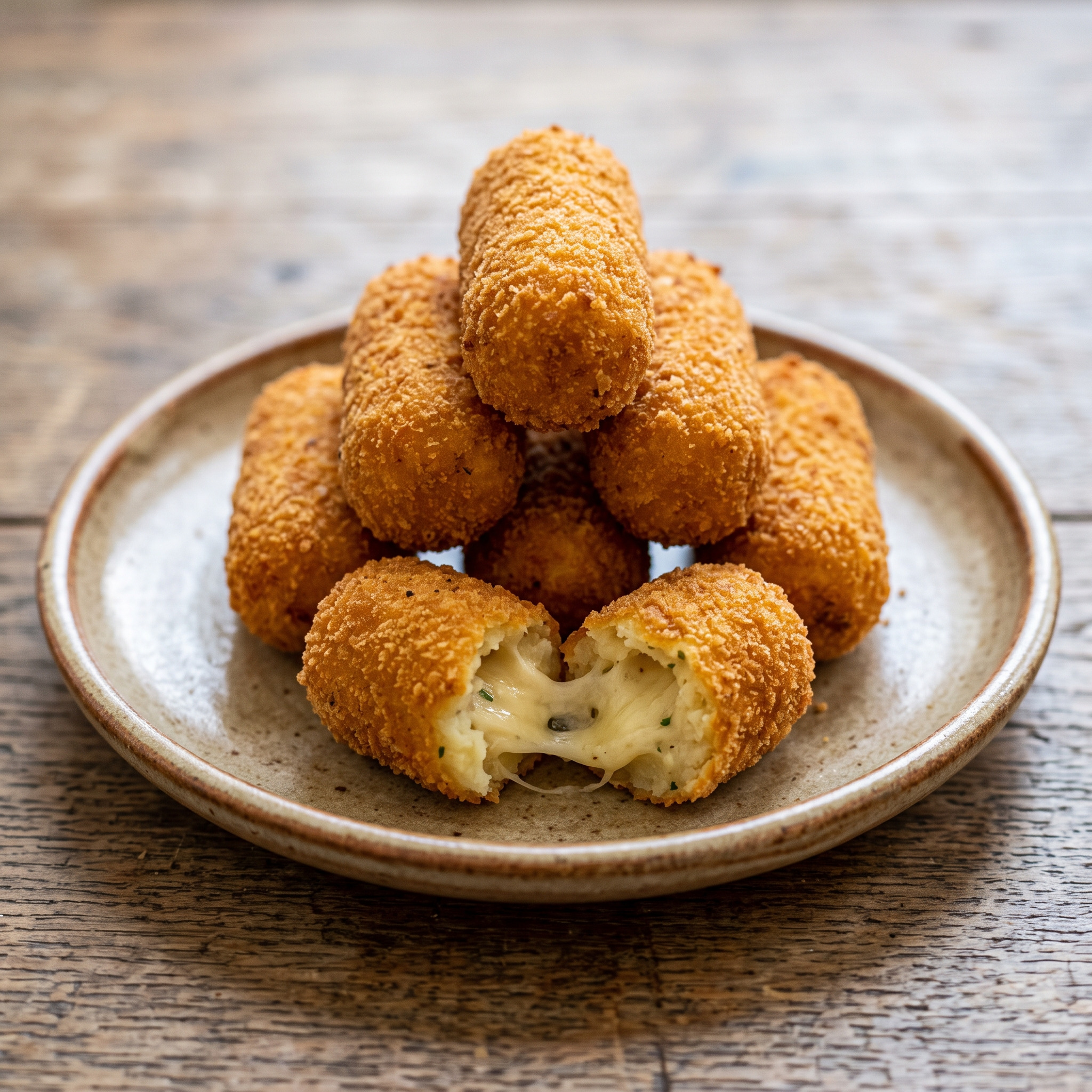 Goldbraune Kartoffelröllchen mit Käsekern