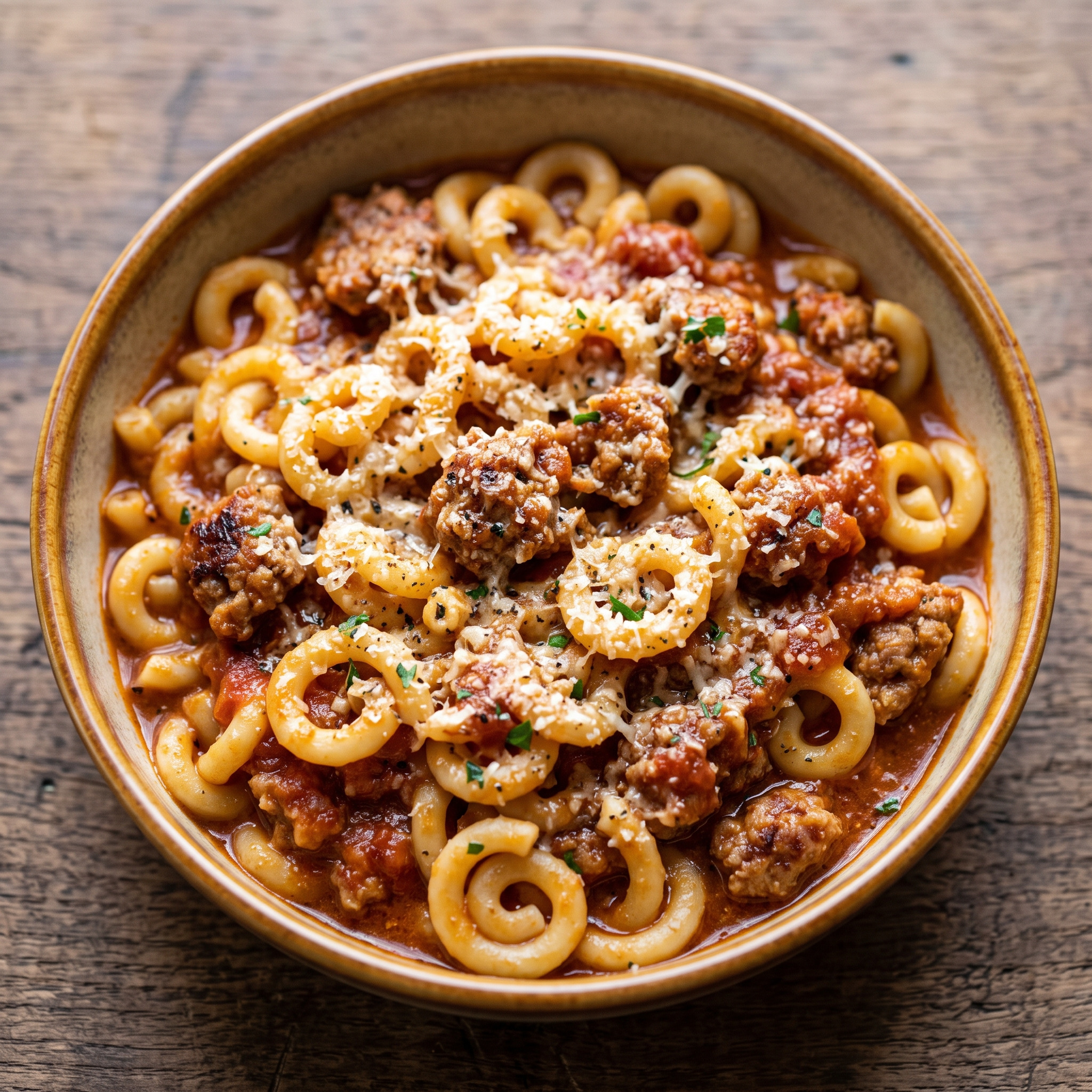 Gramigna alla salsiccia: frische Pasta mit Salsiccia-Ragù