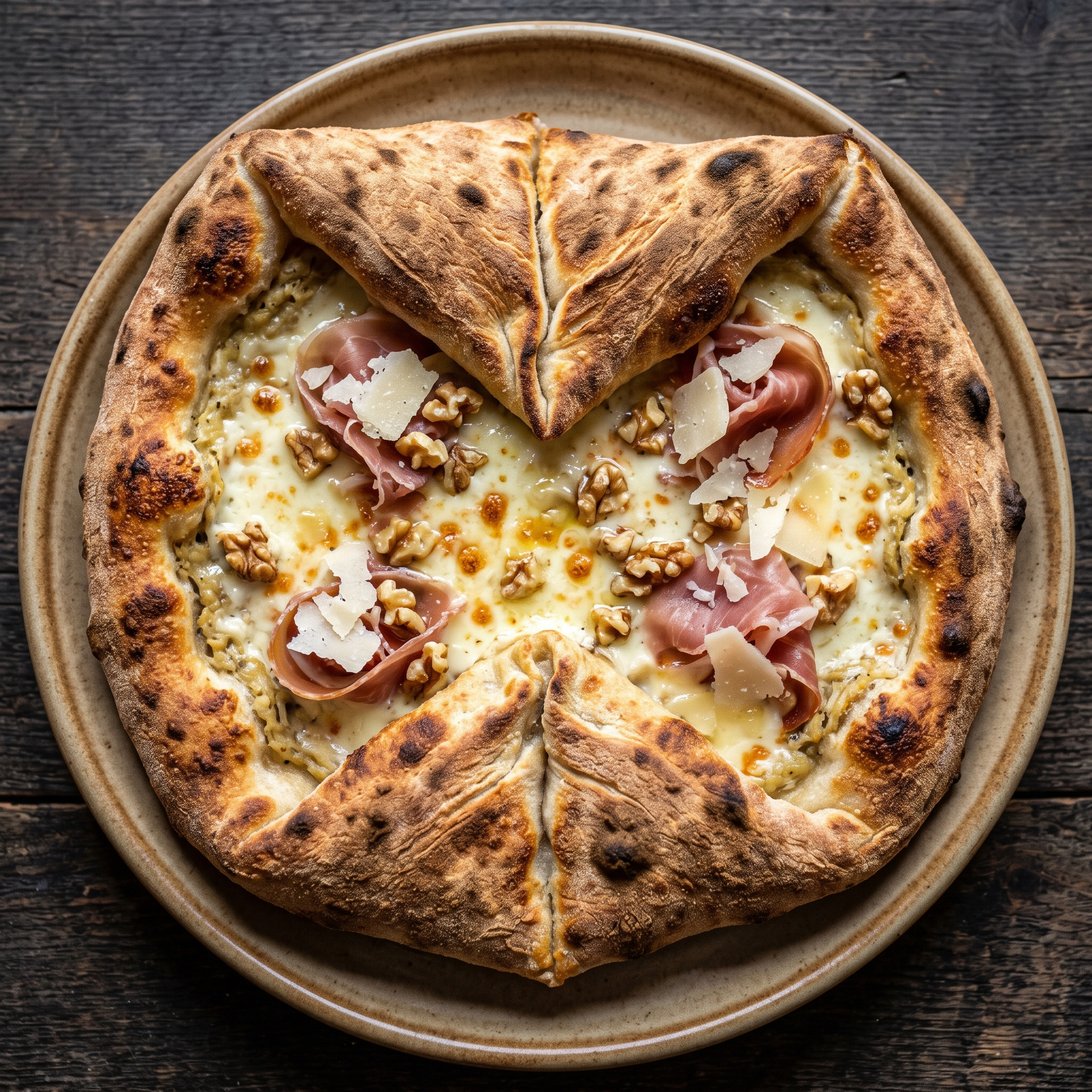 Vier kleine Pizzen mit offenem Belag