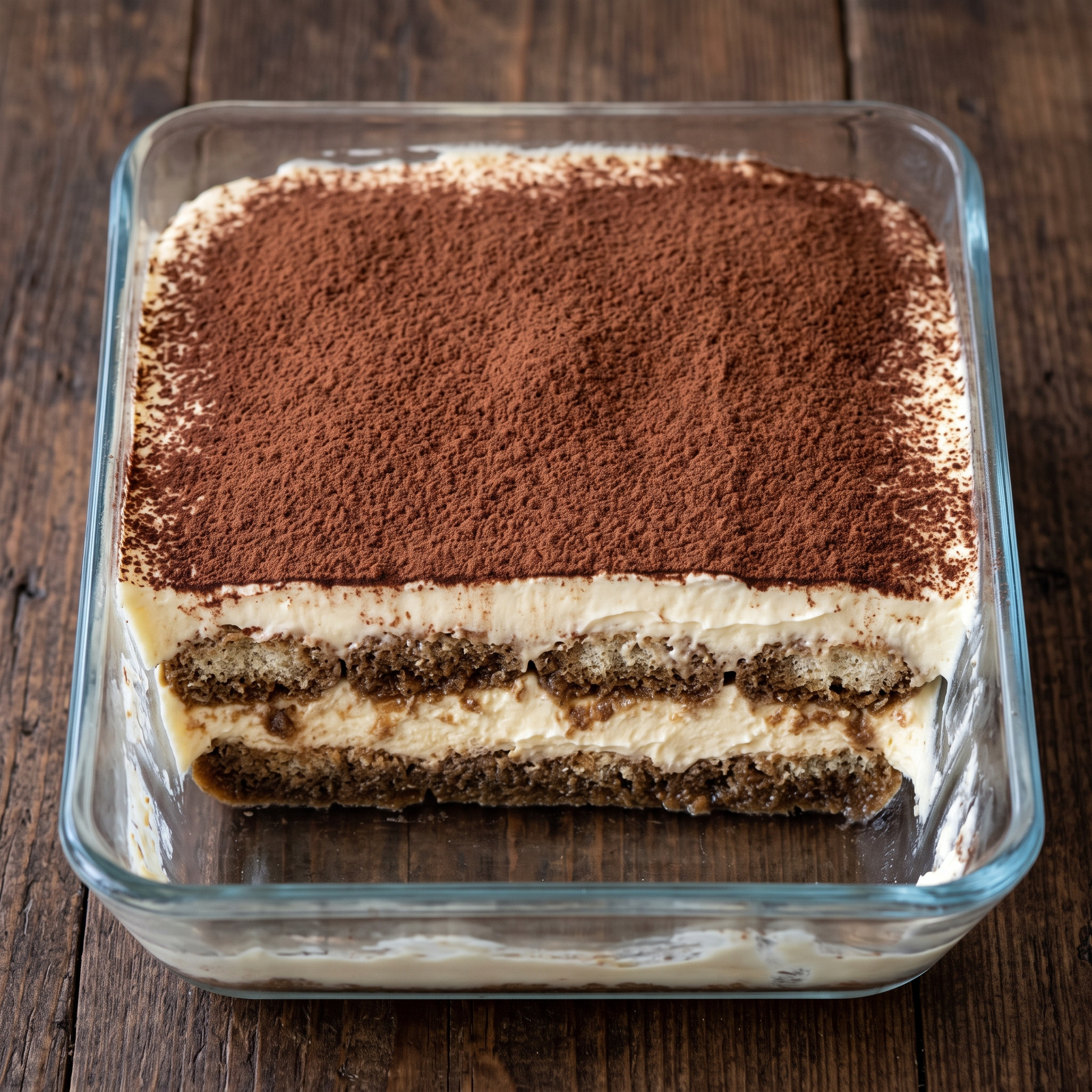 Kaffee, Mascarpone und Kakao in Schichten