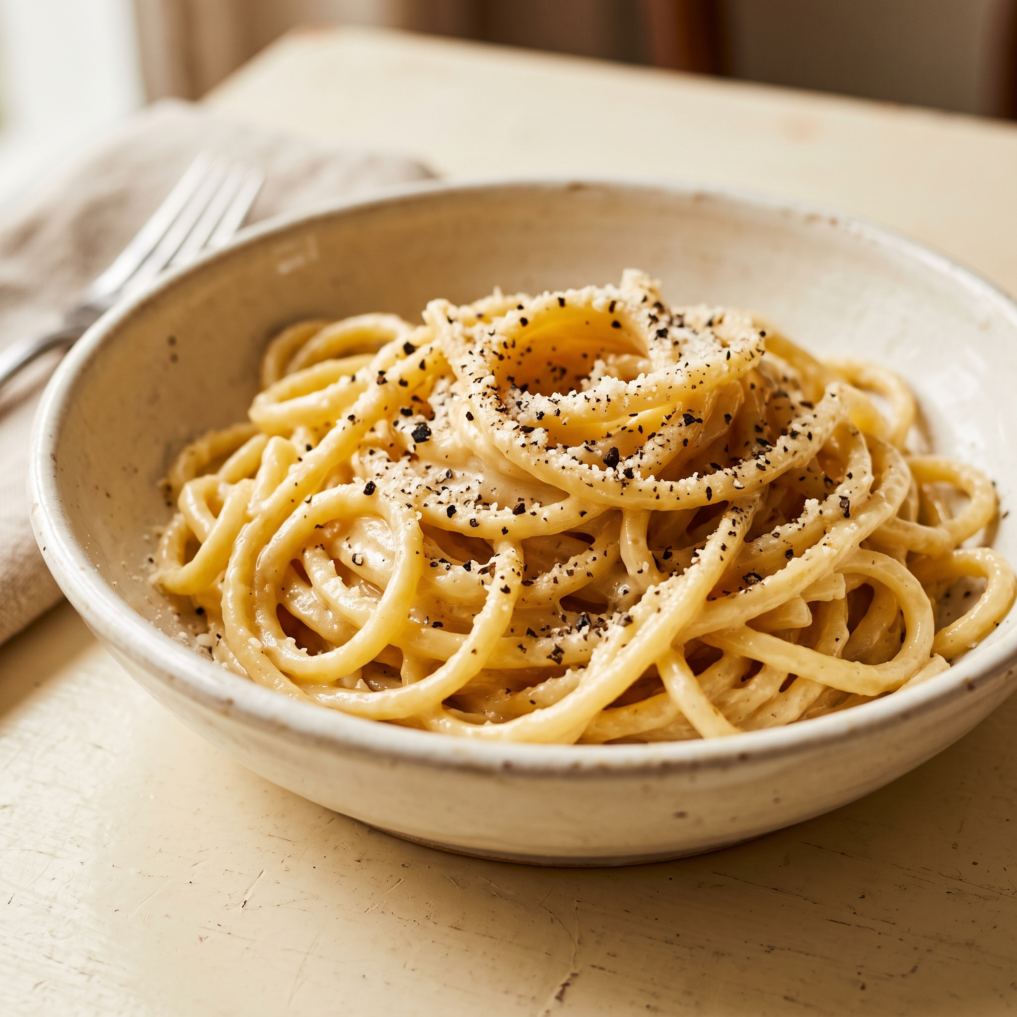 Tonnarelli cacio e pepe aus Latium