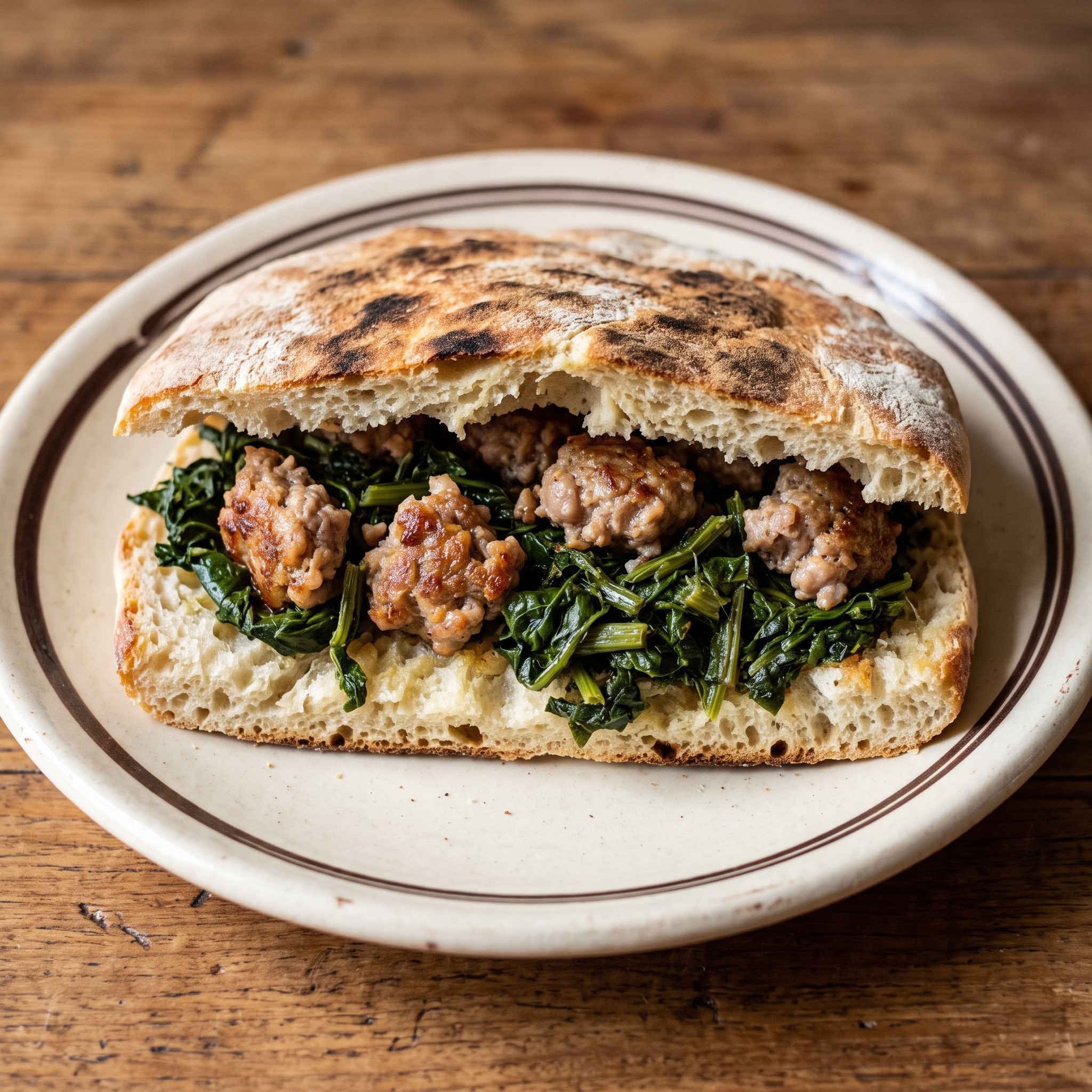 Torta al testo mit Salsiccia und Cicoria