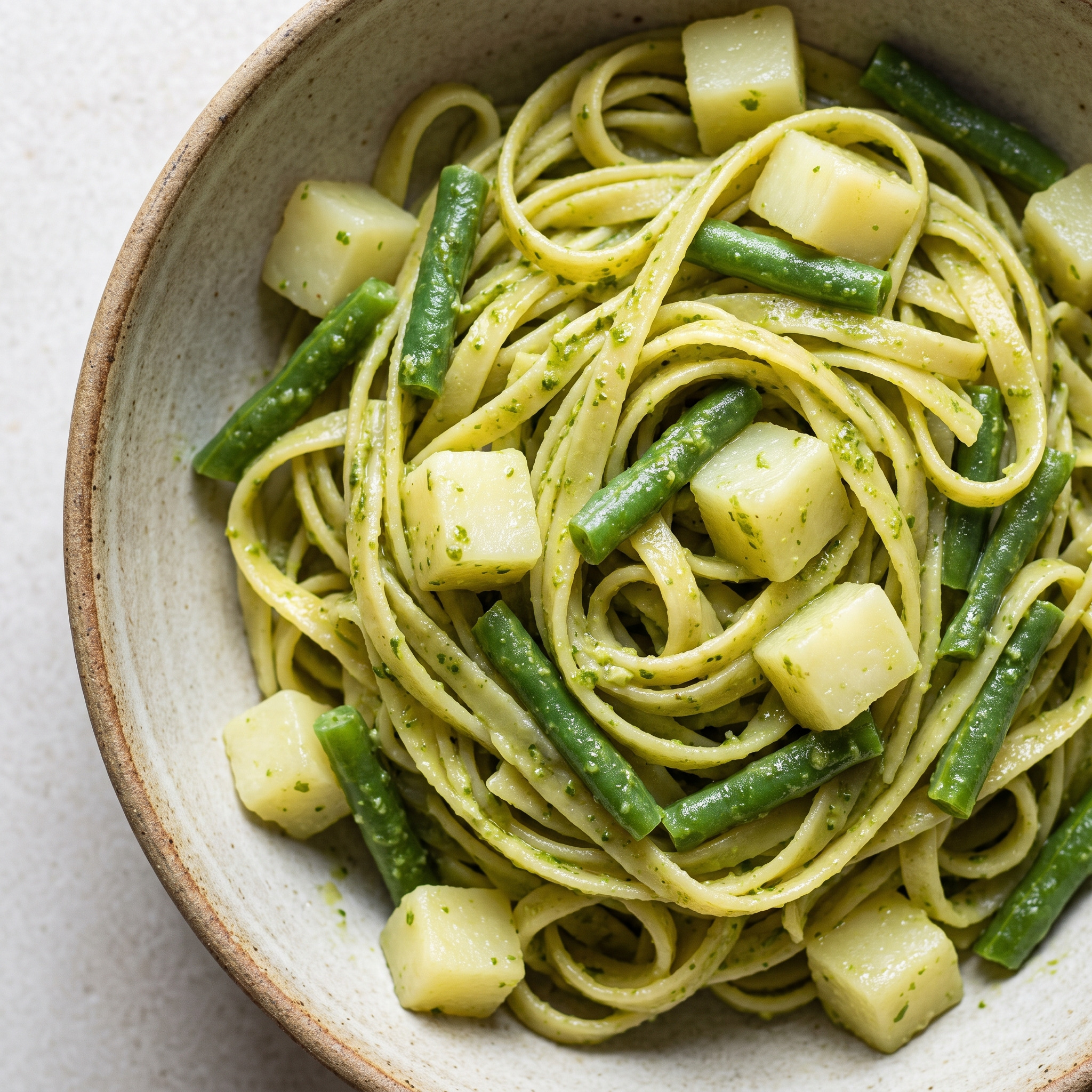 Trenette al pesto con patate e fagiolini