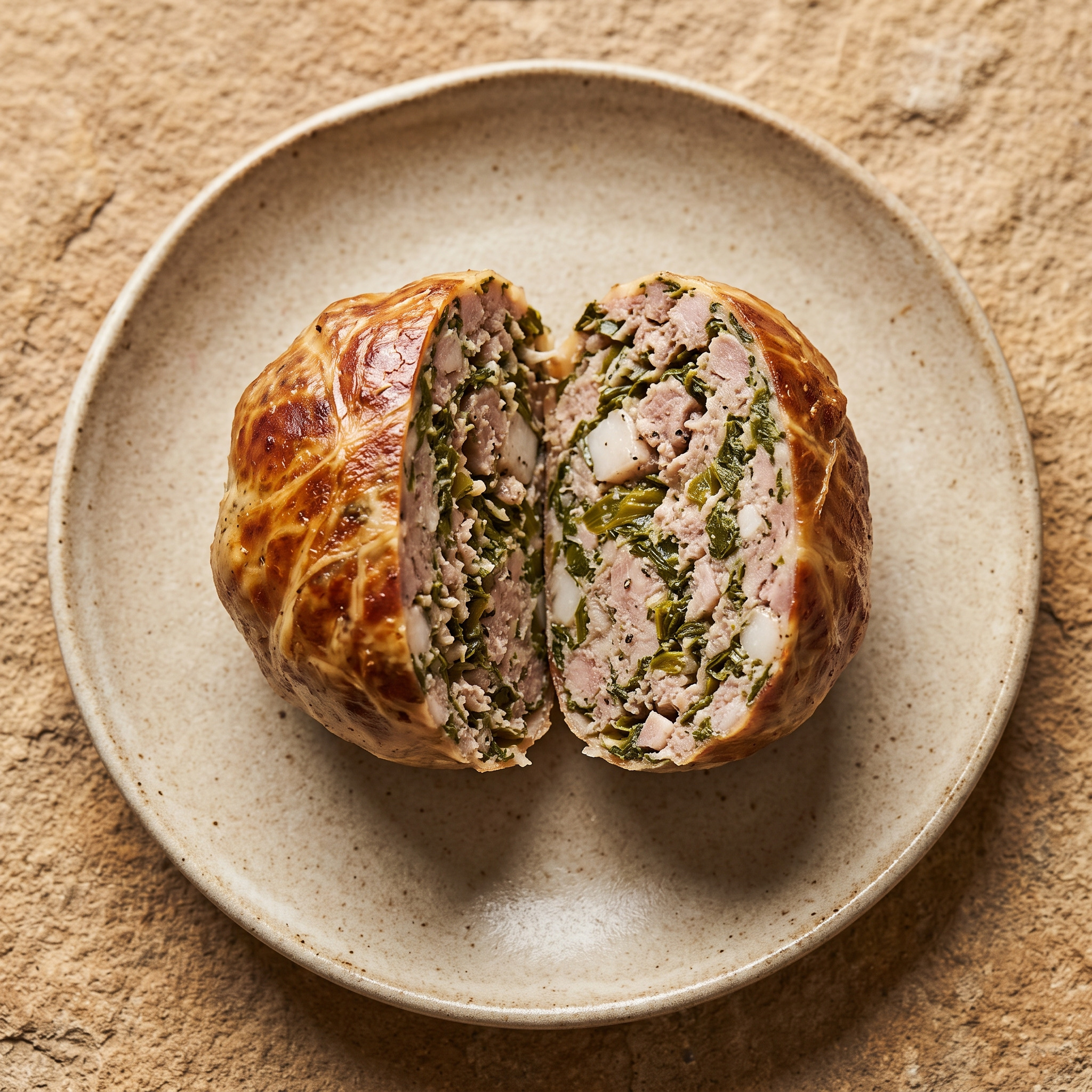 Caillette ardéchoise: Pâté mit Mangold und Spinat