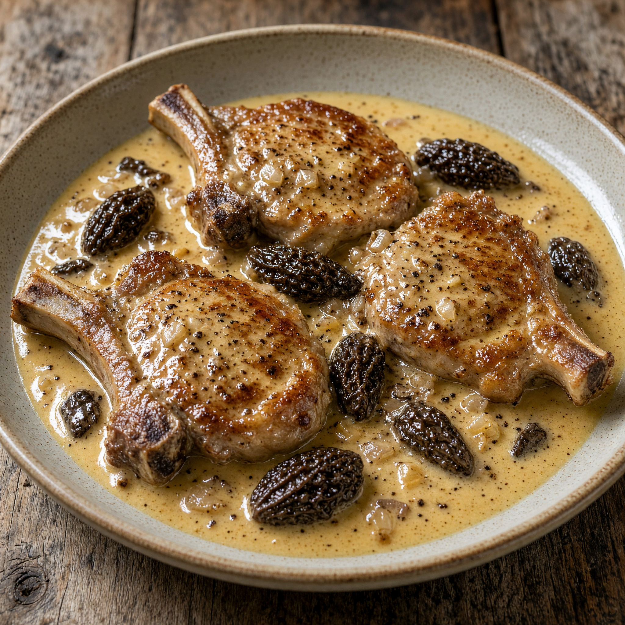 Côte de veau aux morilles et au vin jaune
