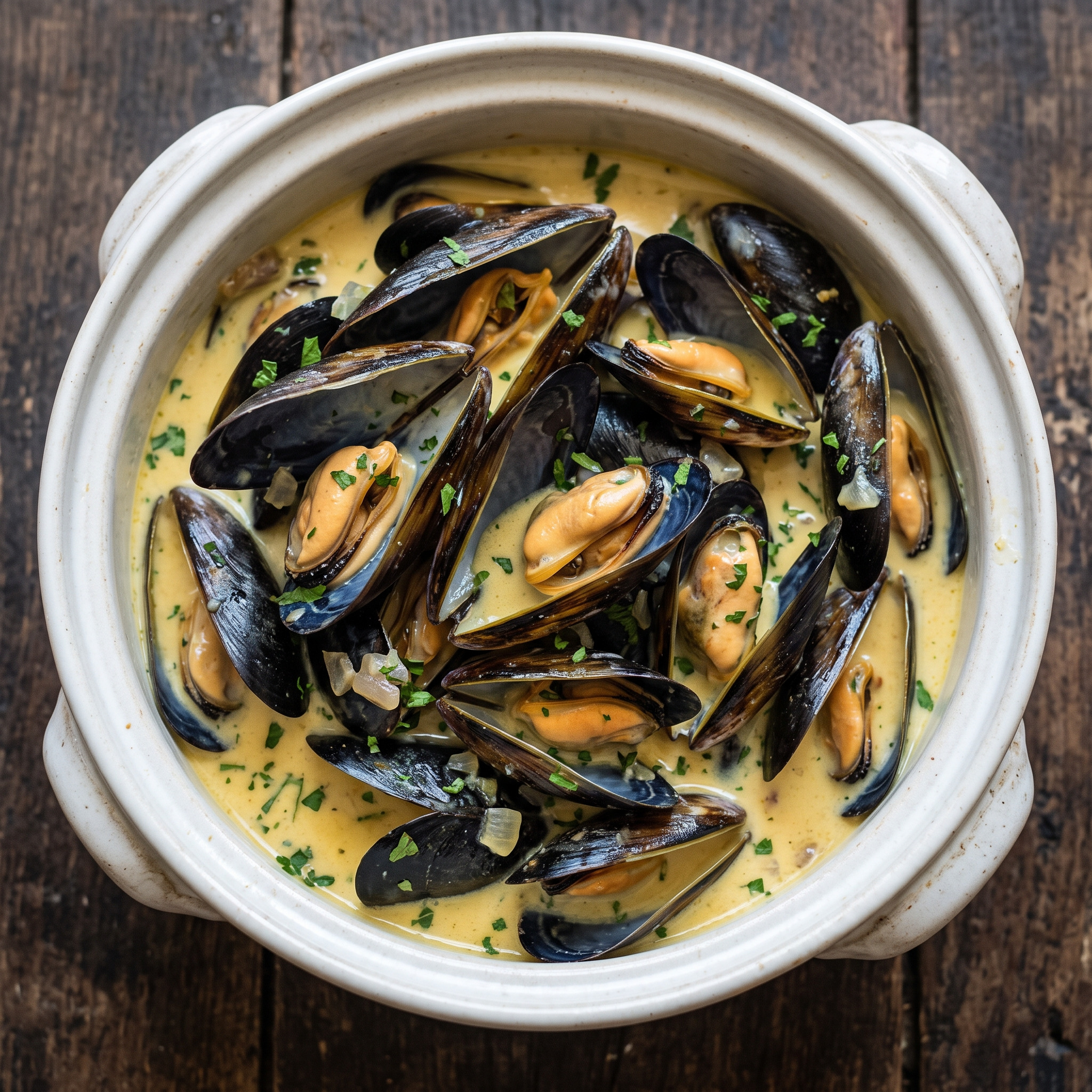 Cremige Muscheln mit Curry