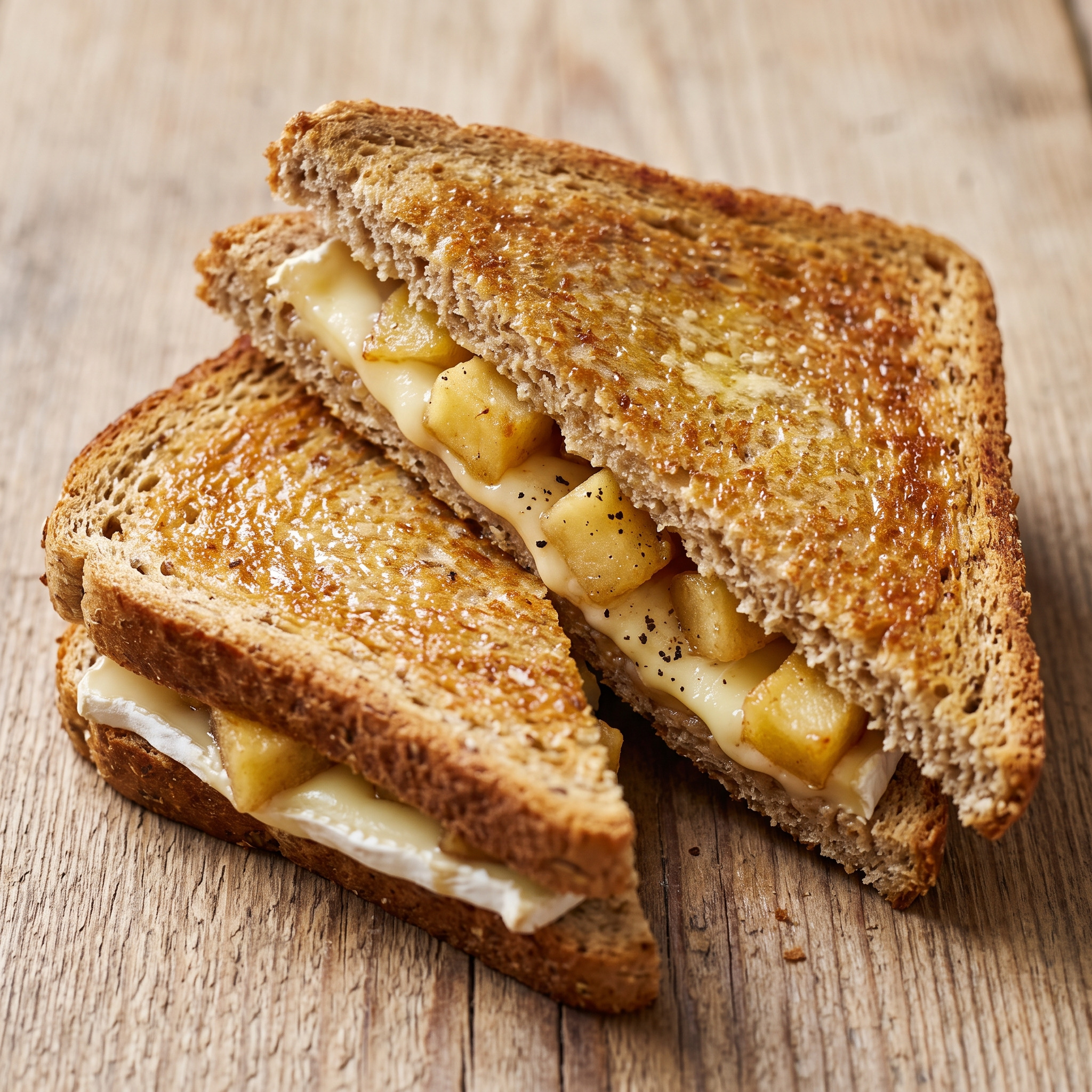 Croque-Normand mit Camembert, Apfel und Calvados