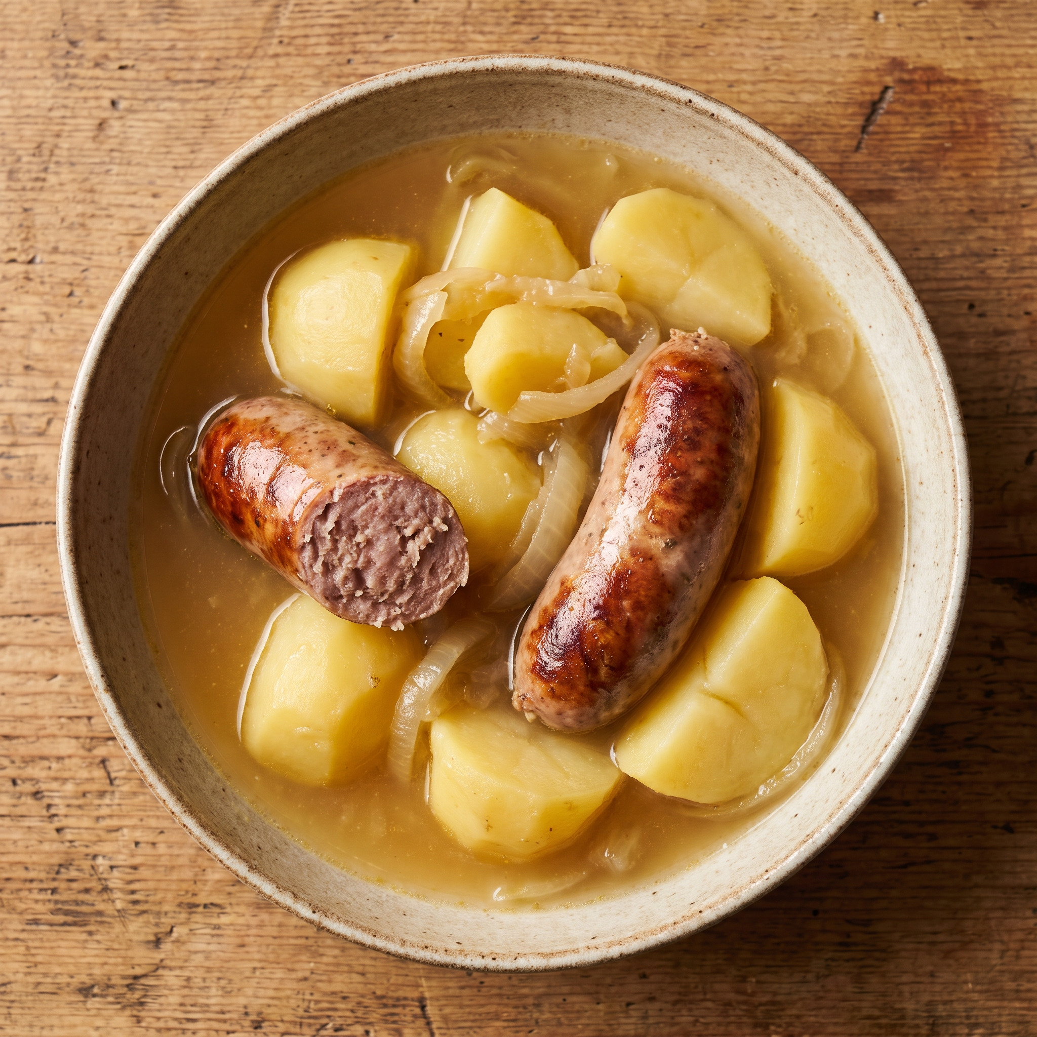 Savoyer Würste aus der Weißwein-Cocotte