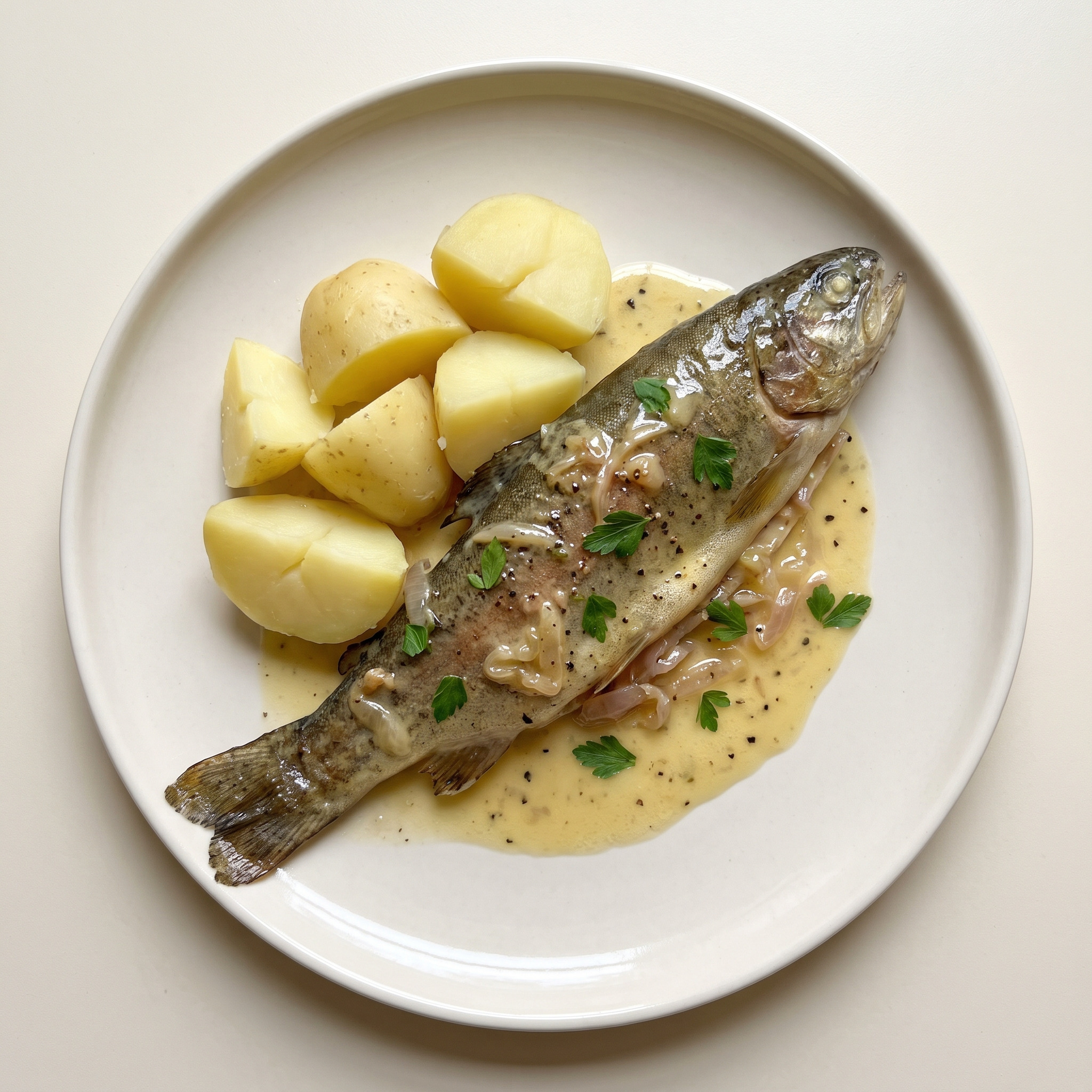 Forelle mit der goldenen Jura-Sauce
