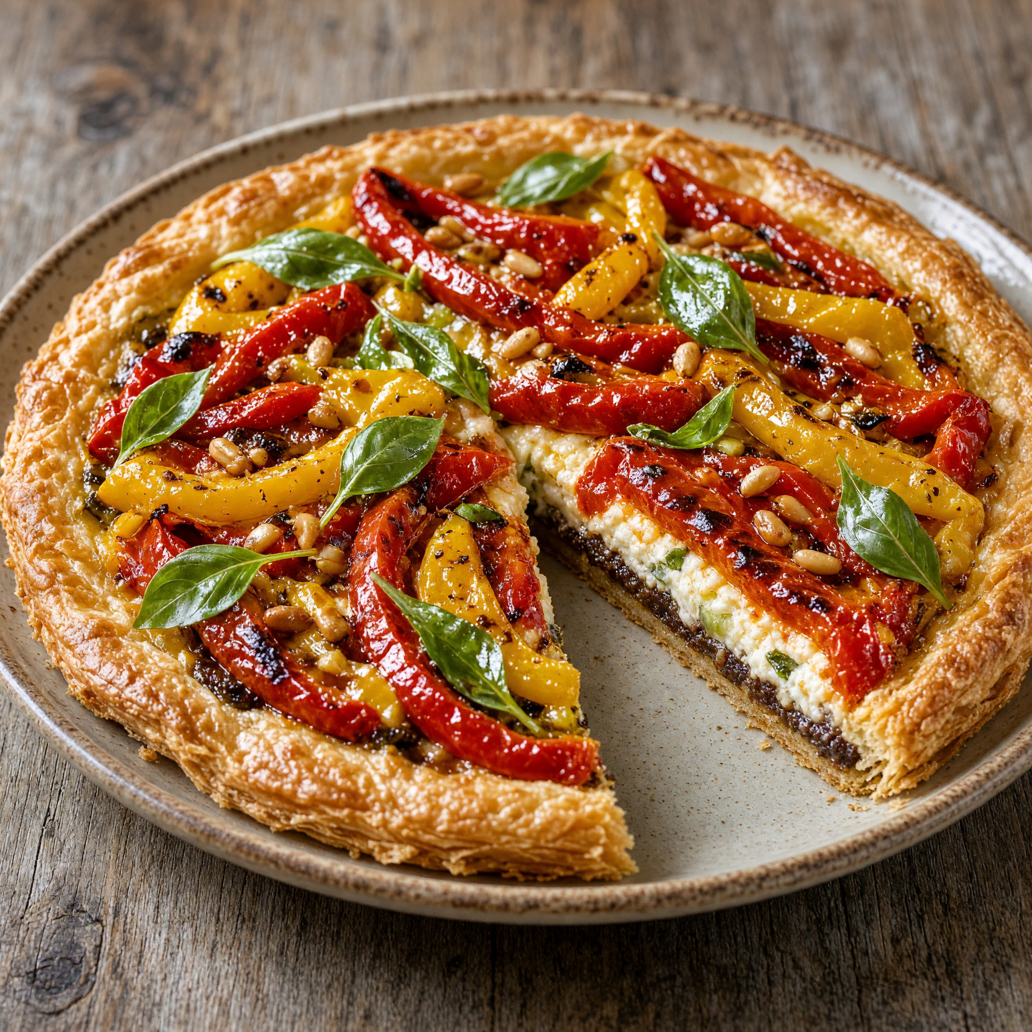Nizzas Tarte fine mit gegrillter Paprika