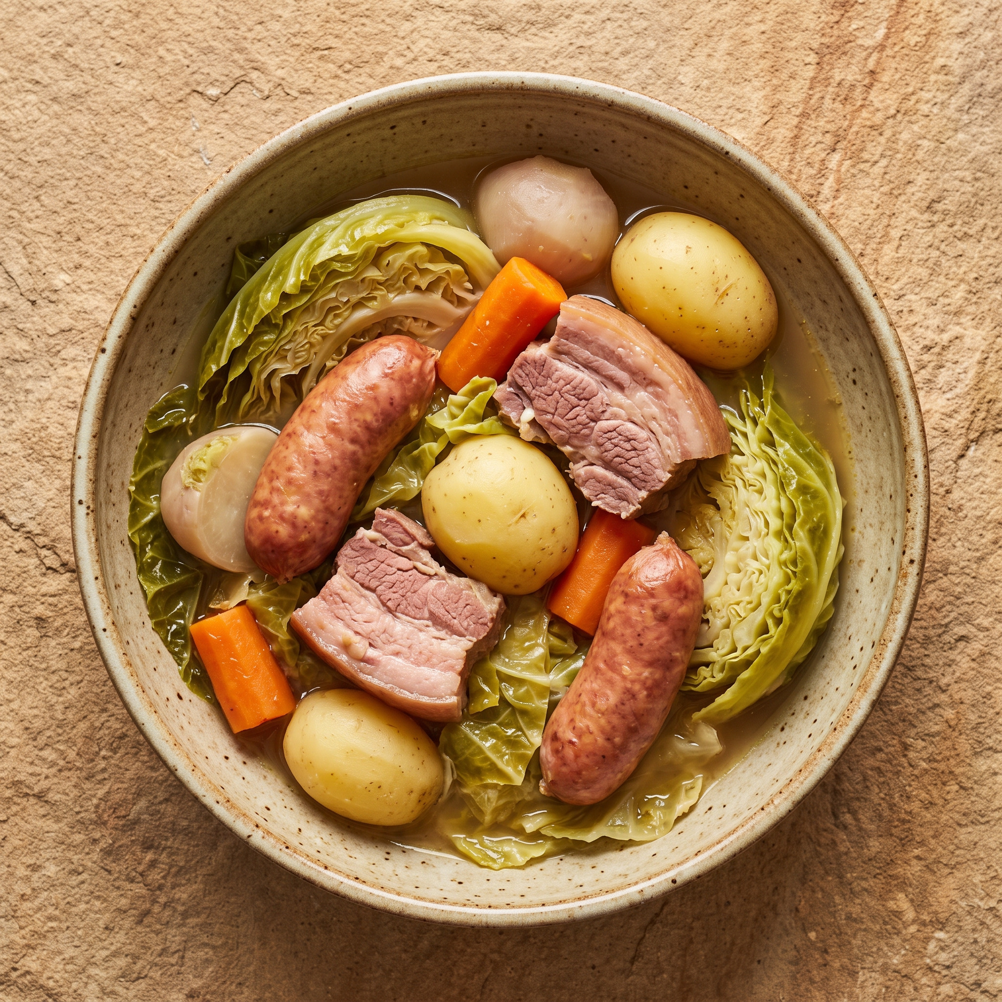 Potée auvergnate: Kohl, Wurst und Schweinefleisch aus dem großen Topf