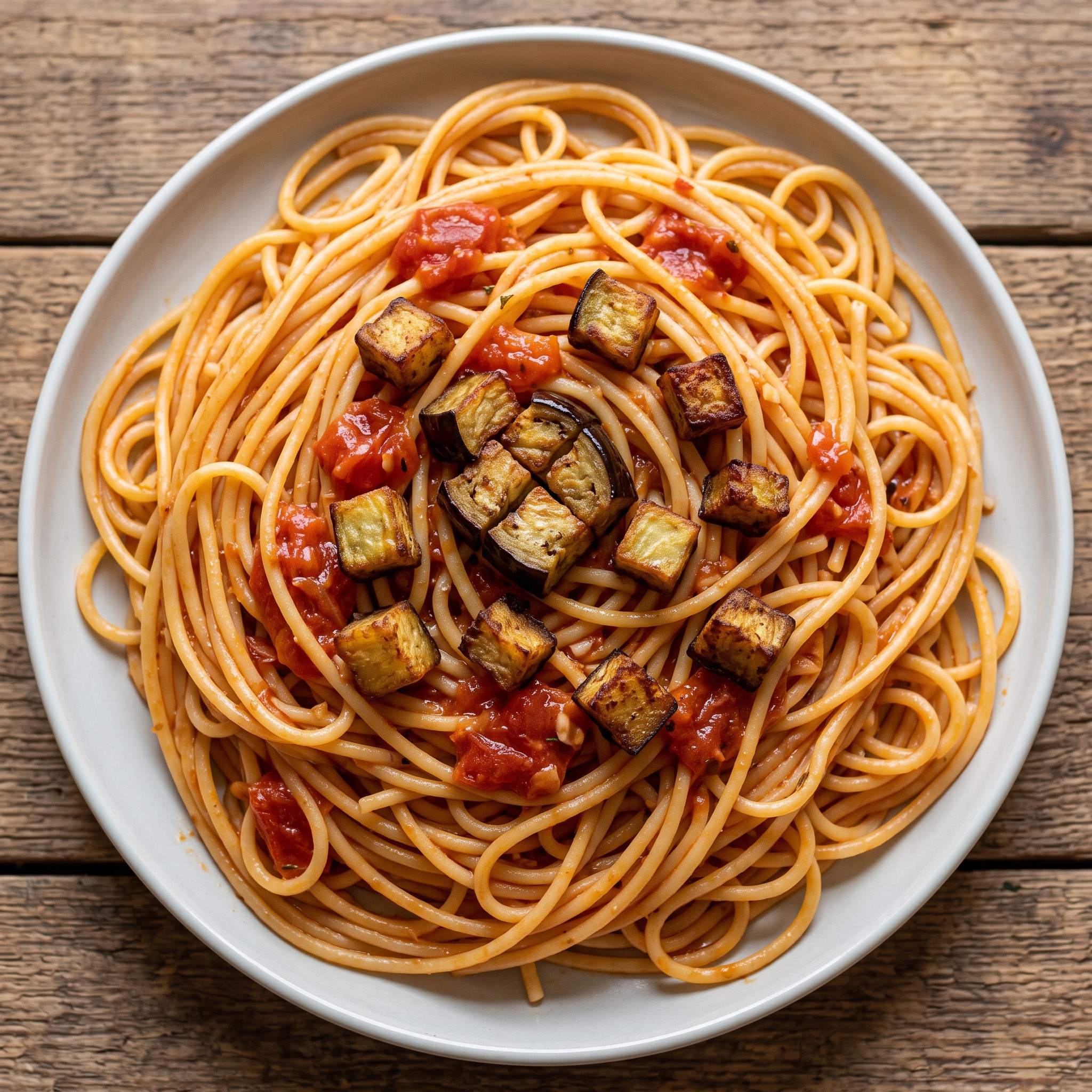 Spaghetti Antillaises mit Aubergine aus Martinique