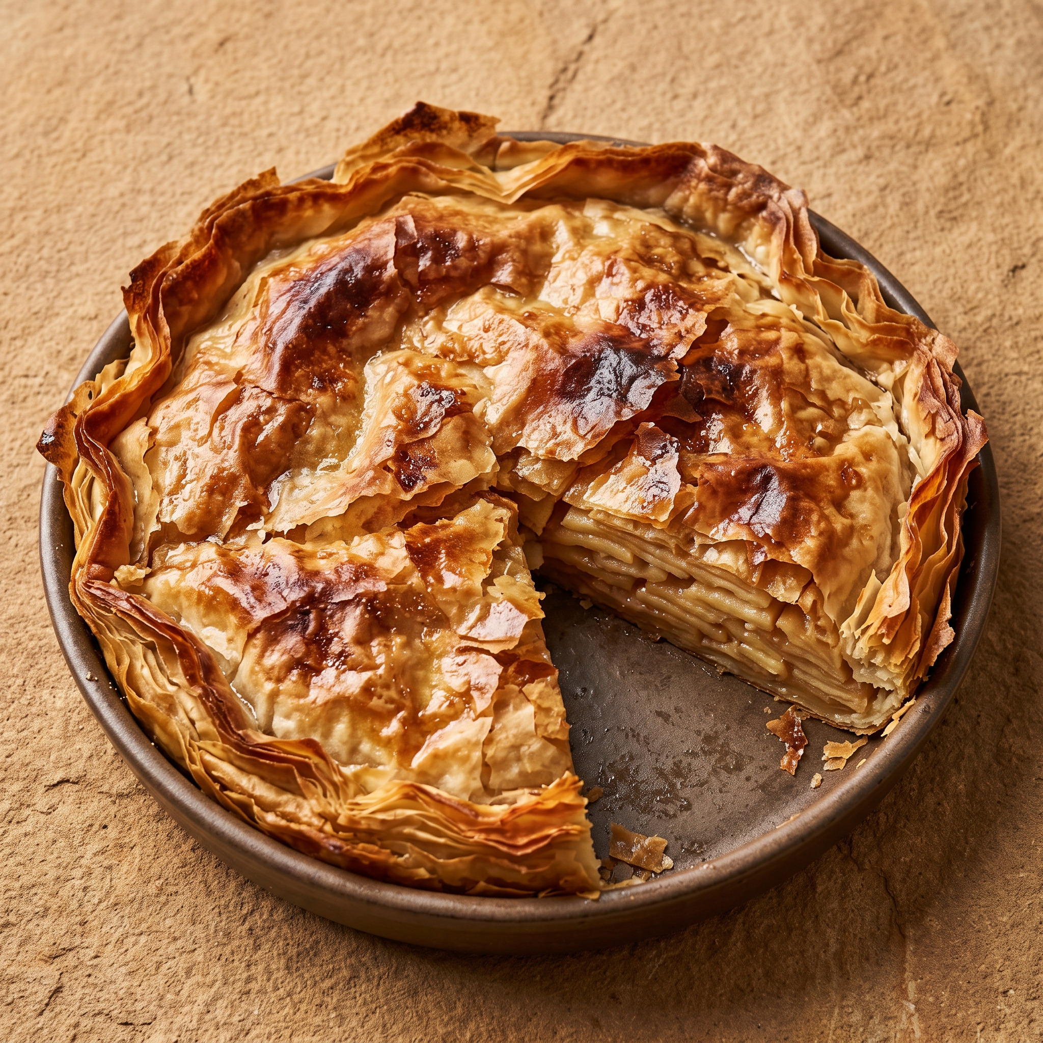 Tourtière landaise mit Äpfeln und Armagnac