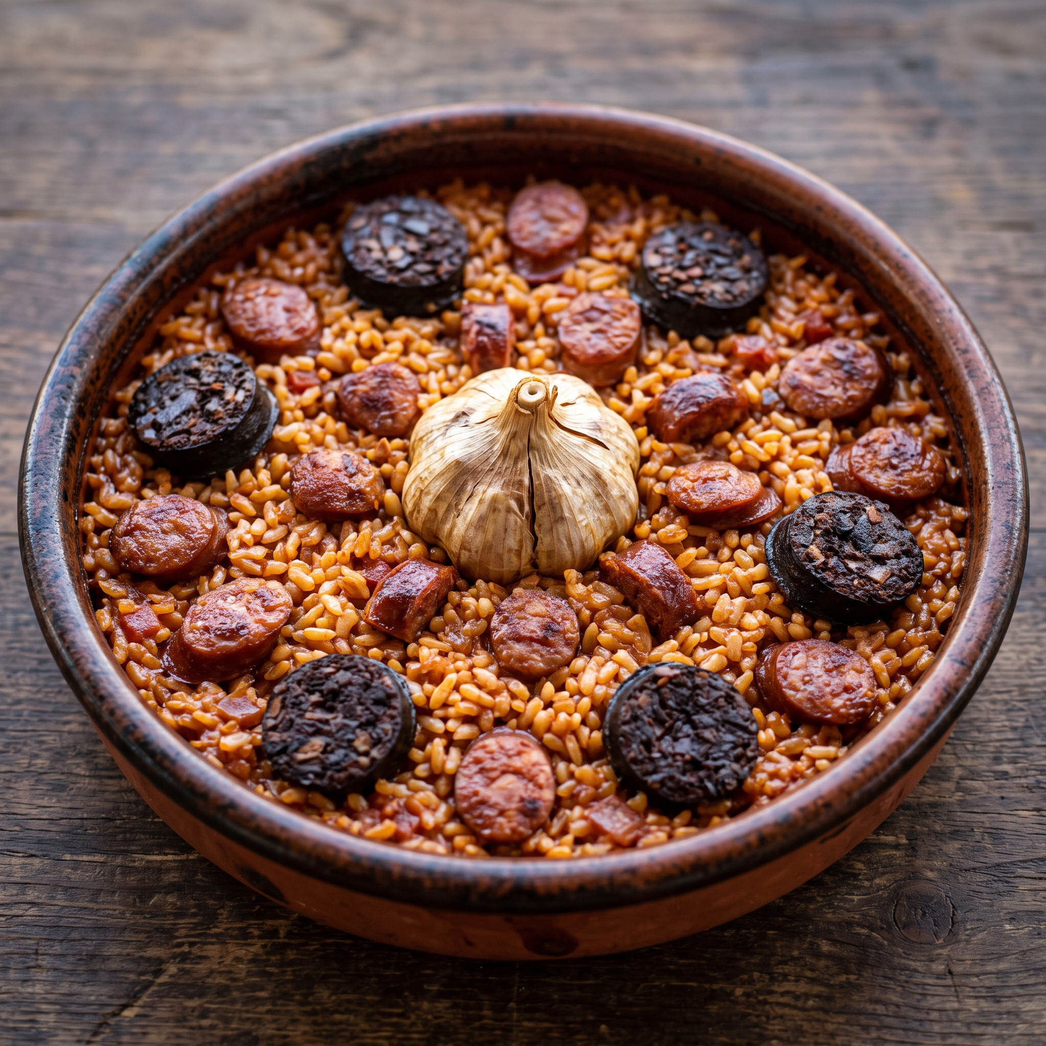 Arroz al horno mit Longaniza und Morcilla aus Aragón