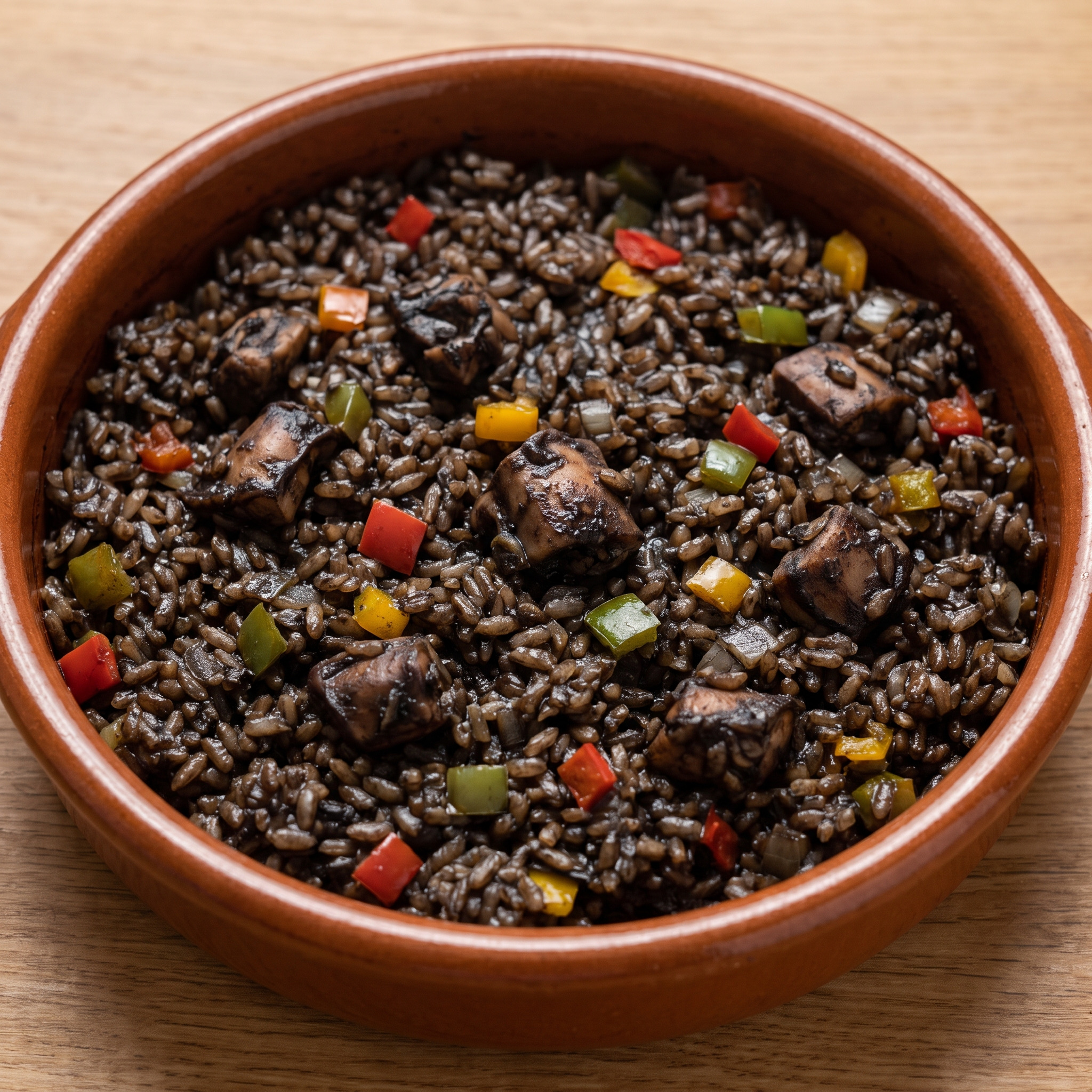 Arroz con chocos al horno: dunkler Ofenreis aus Galicien