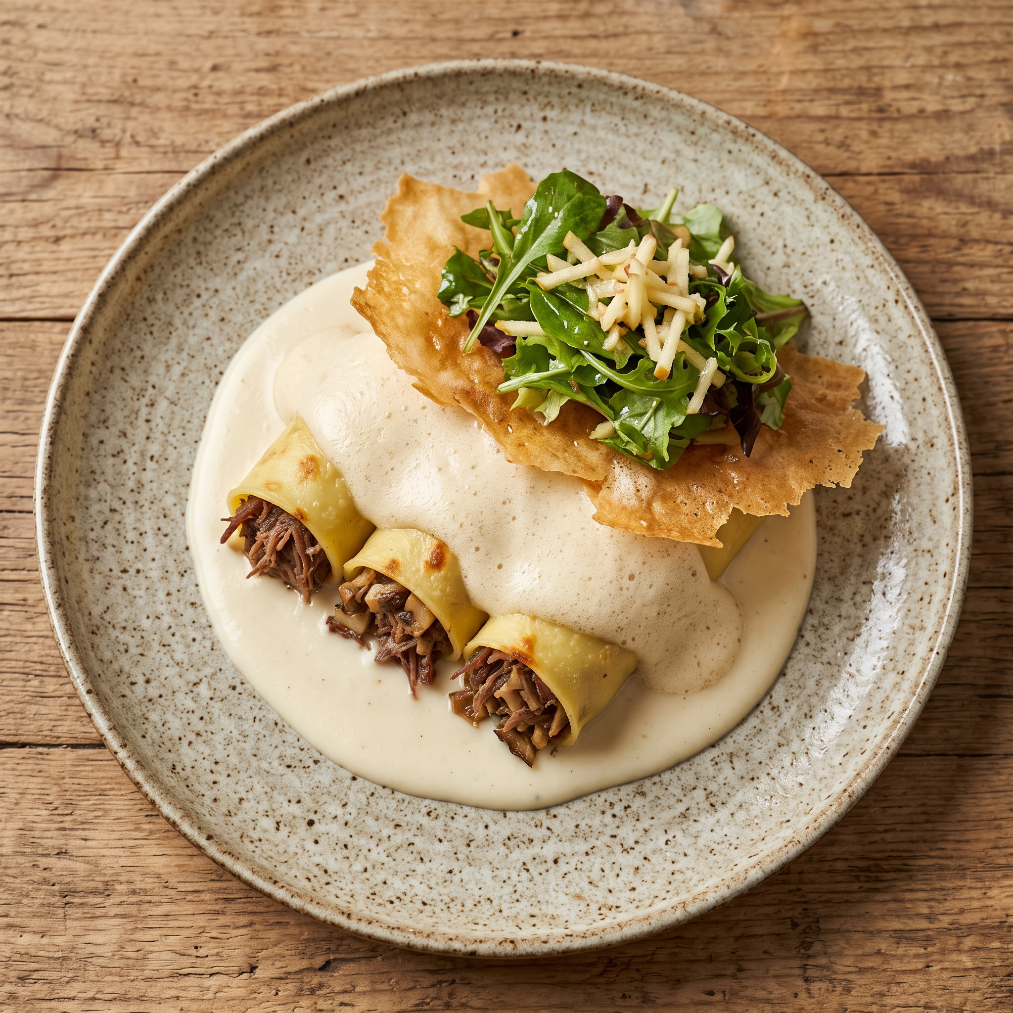 Canelones rellenos de cecina de chivo de Vegacervera