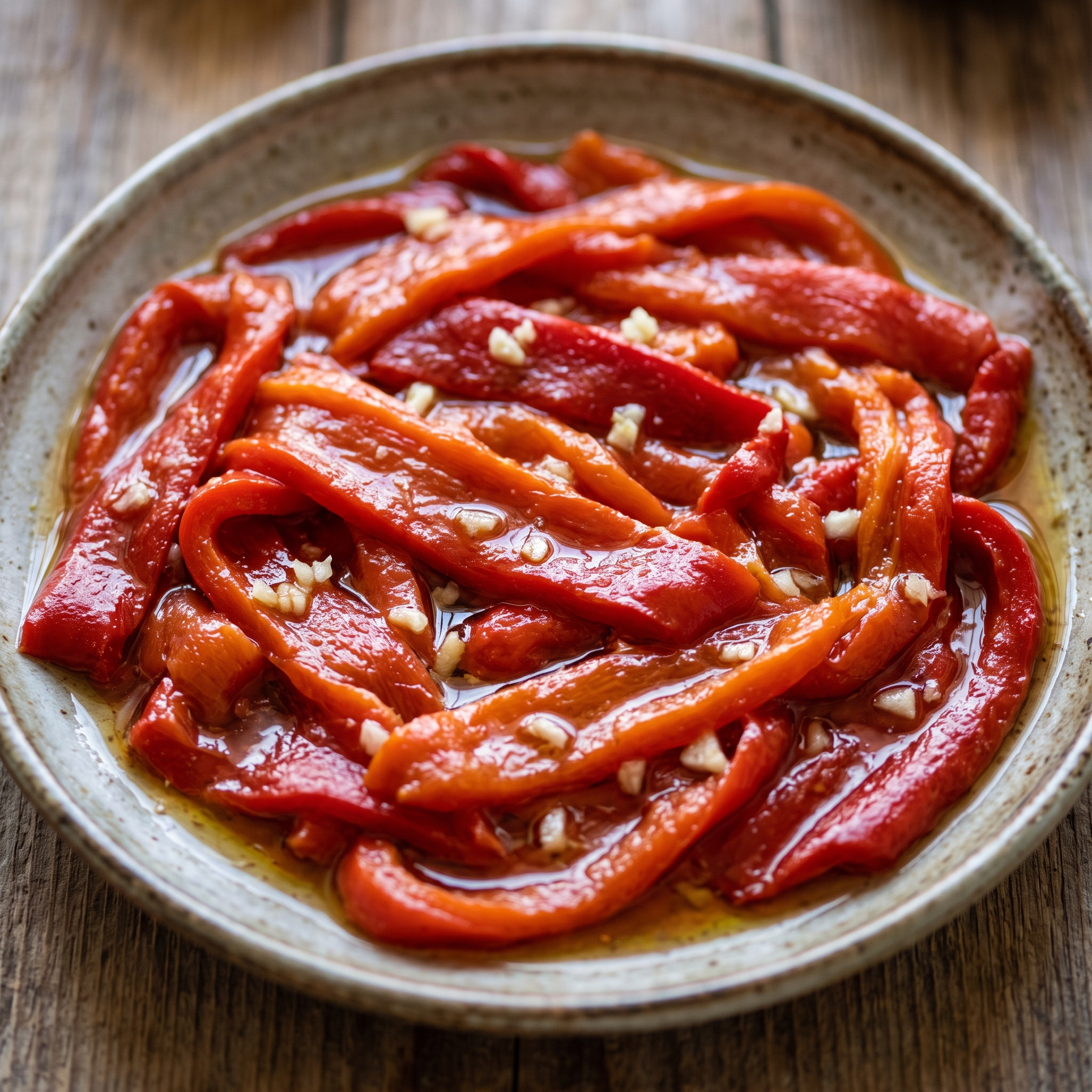 Pimientos morrones asados y aliñados