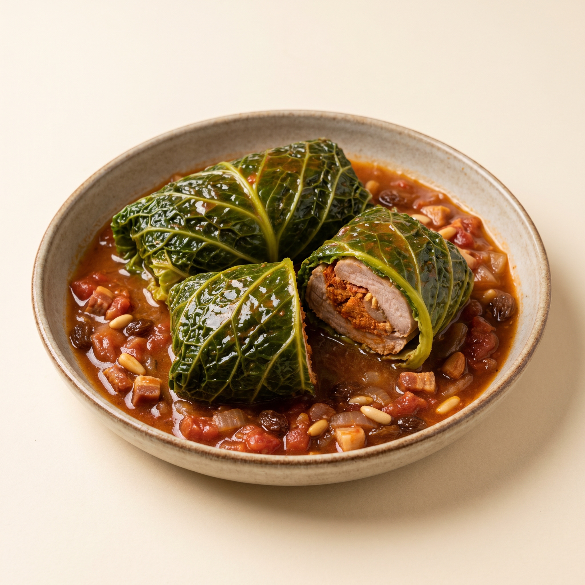 Mallorquinische Kohlpäckchen mit Schweinelende
