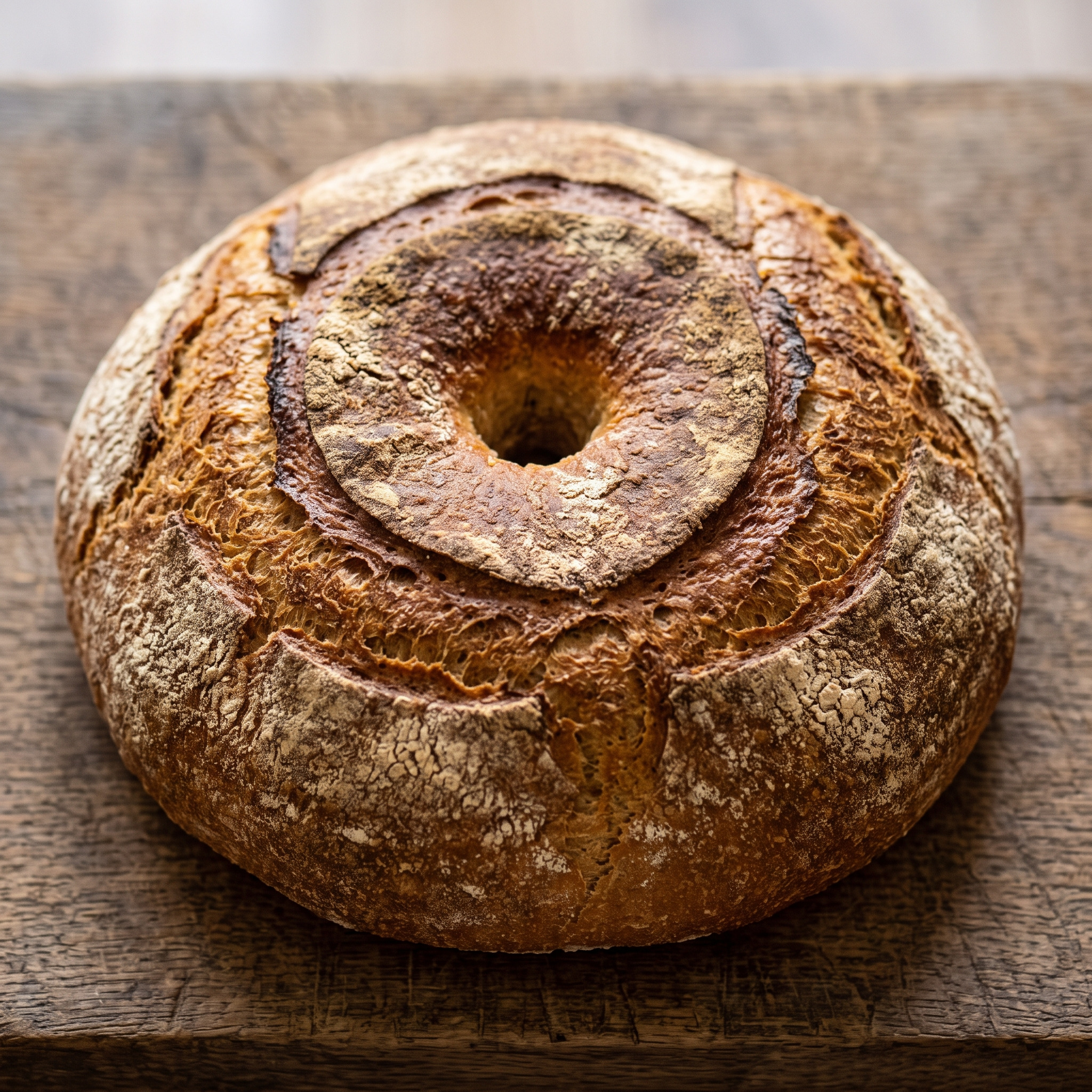Rustikales Brot mit der typischen Mittelöffnung