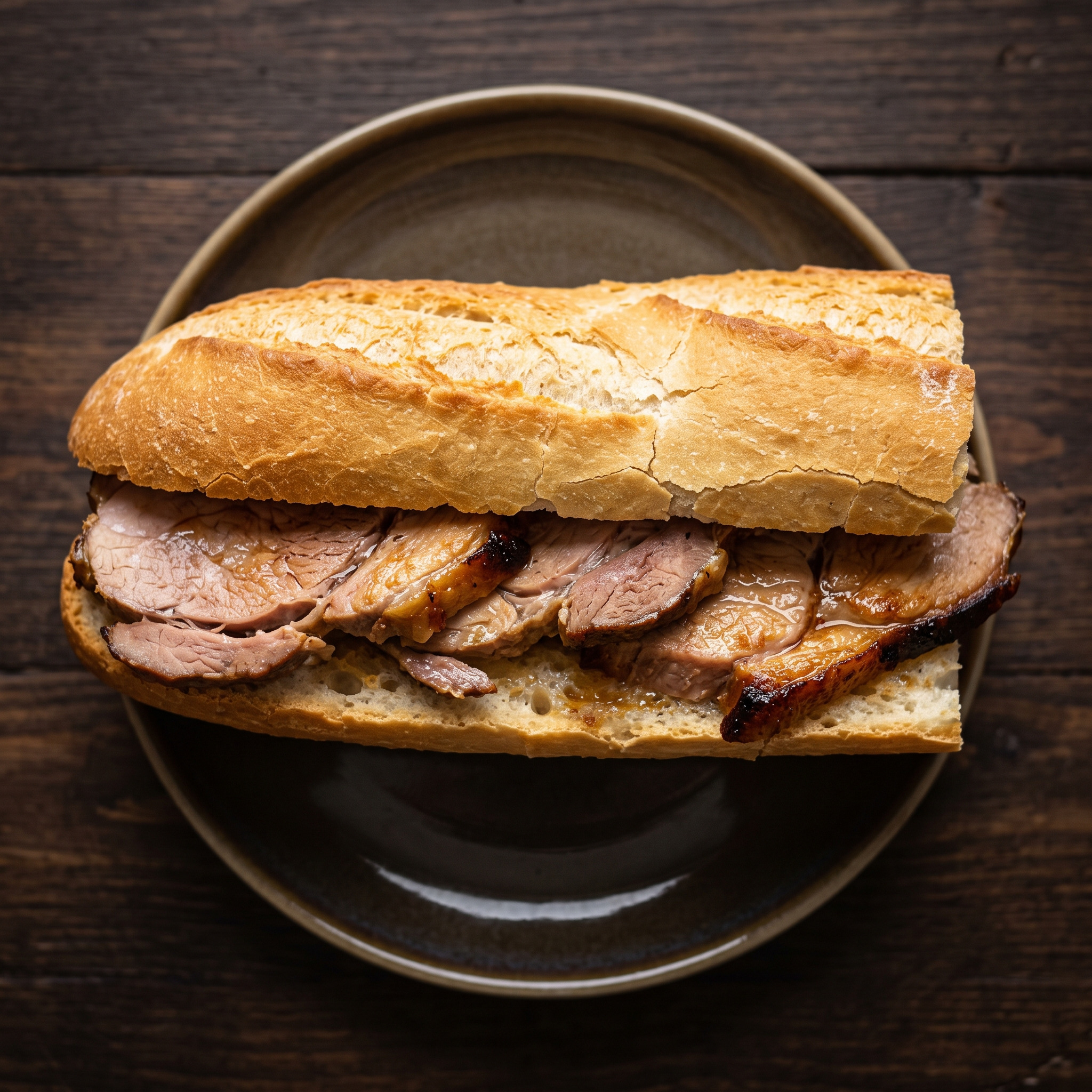 Saftiges Schweinefleisch im kräftigen Brot