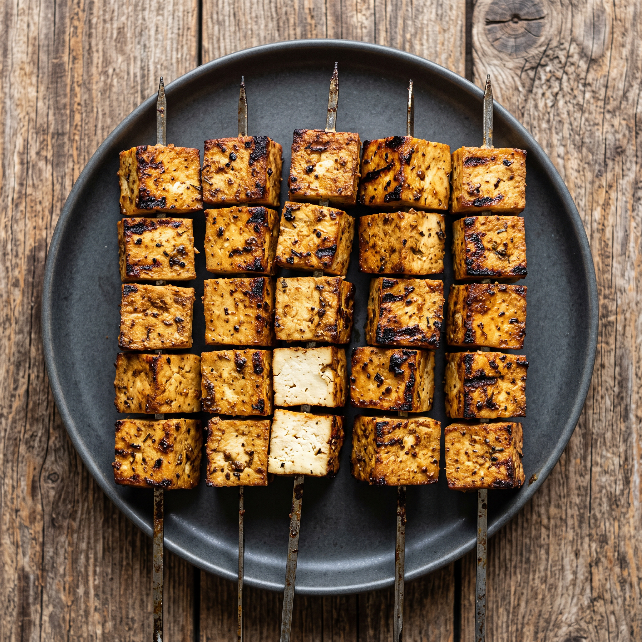 Aserbaidschanisch inspirierte Tofu-Tikə-Spieße