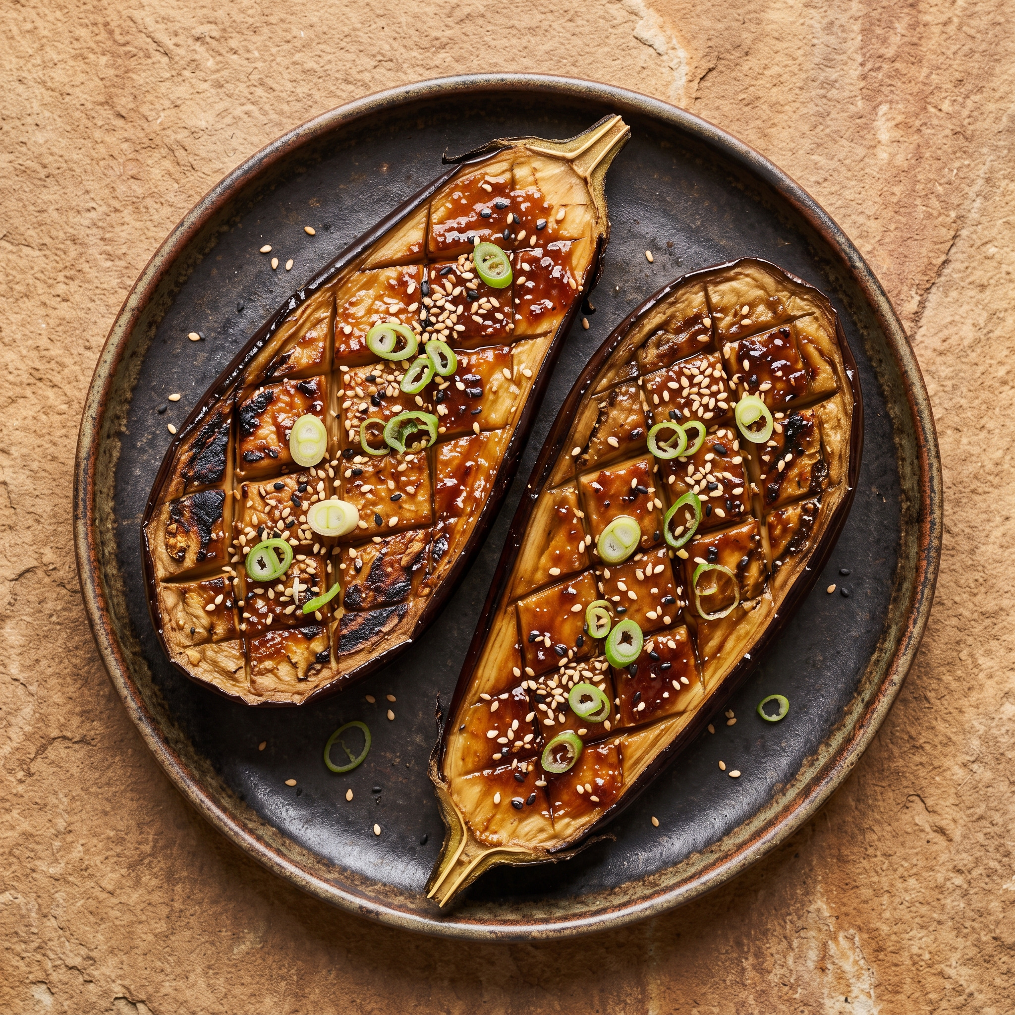 Aubergine mit rauchiger Doenjang-Glasur