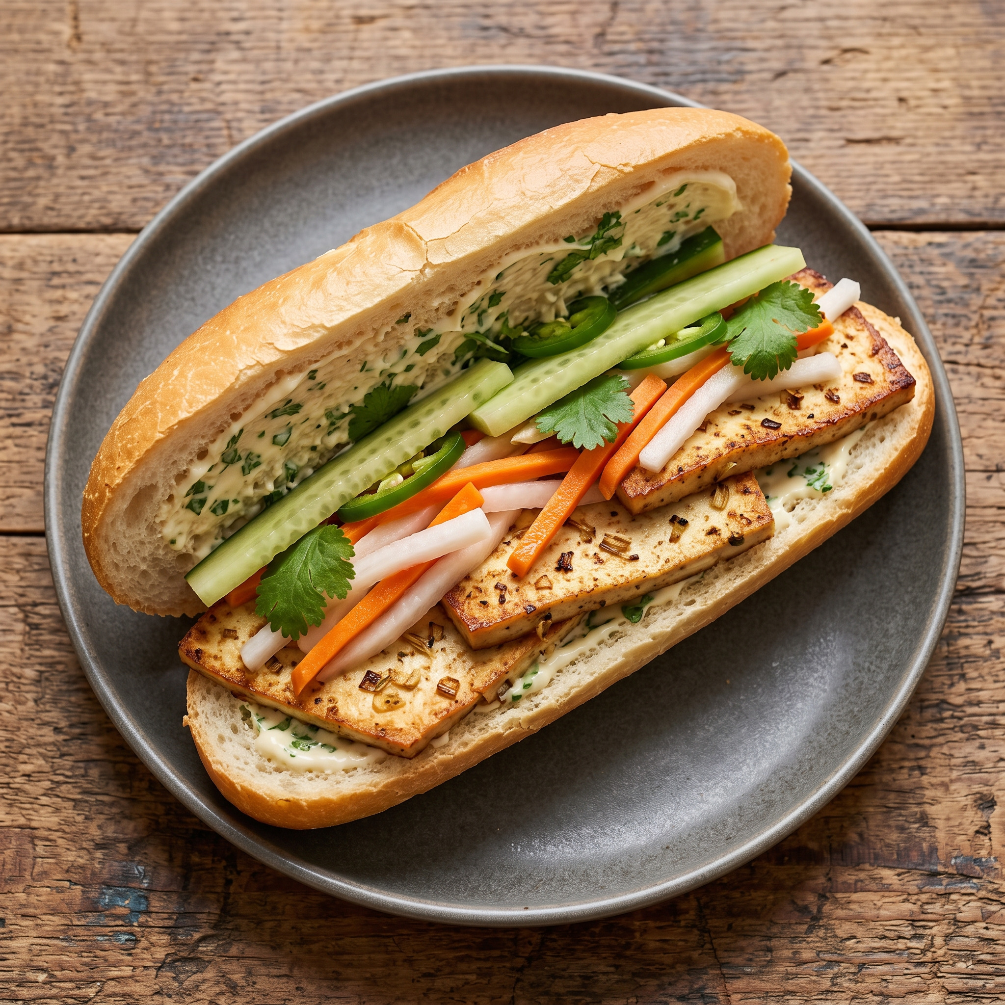 Bánh mì chay mit Zitronengras-Tofu