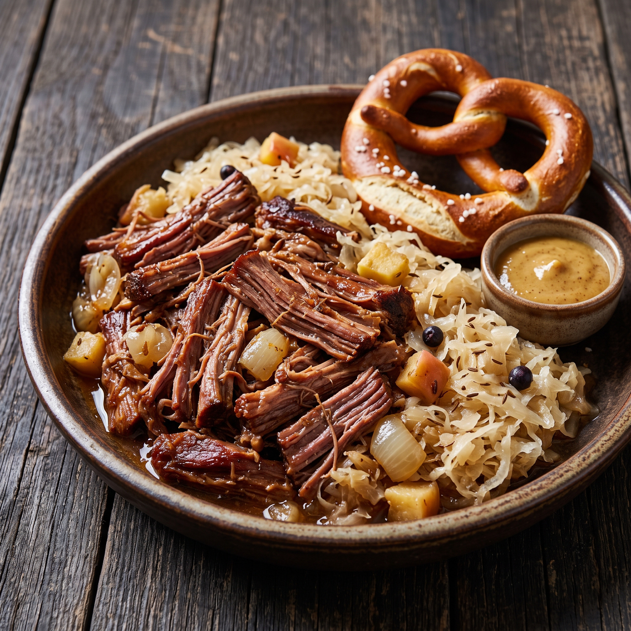 Bayerisches Pulled Pork mit Apfel-Sauerkraut