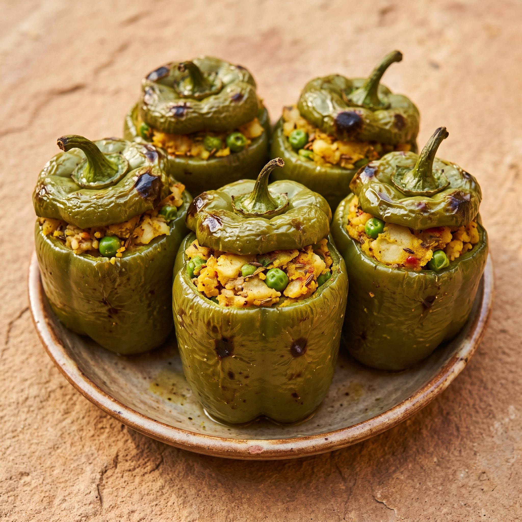 Bharwan Shimla Mirch vom Grill