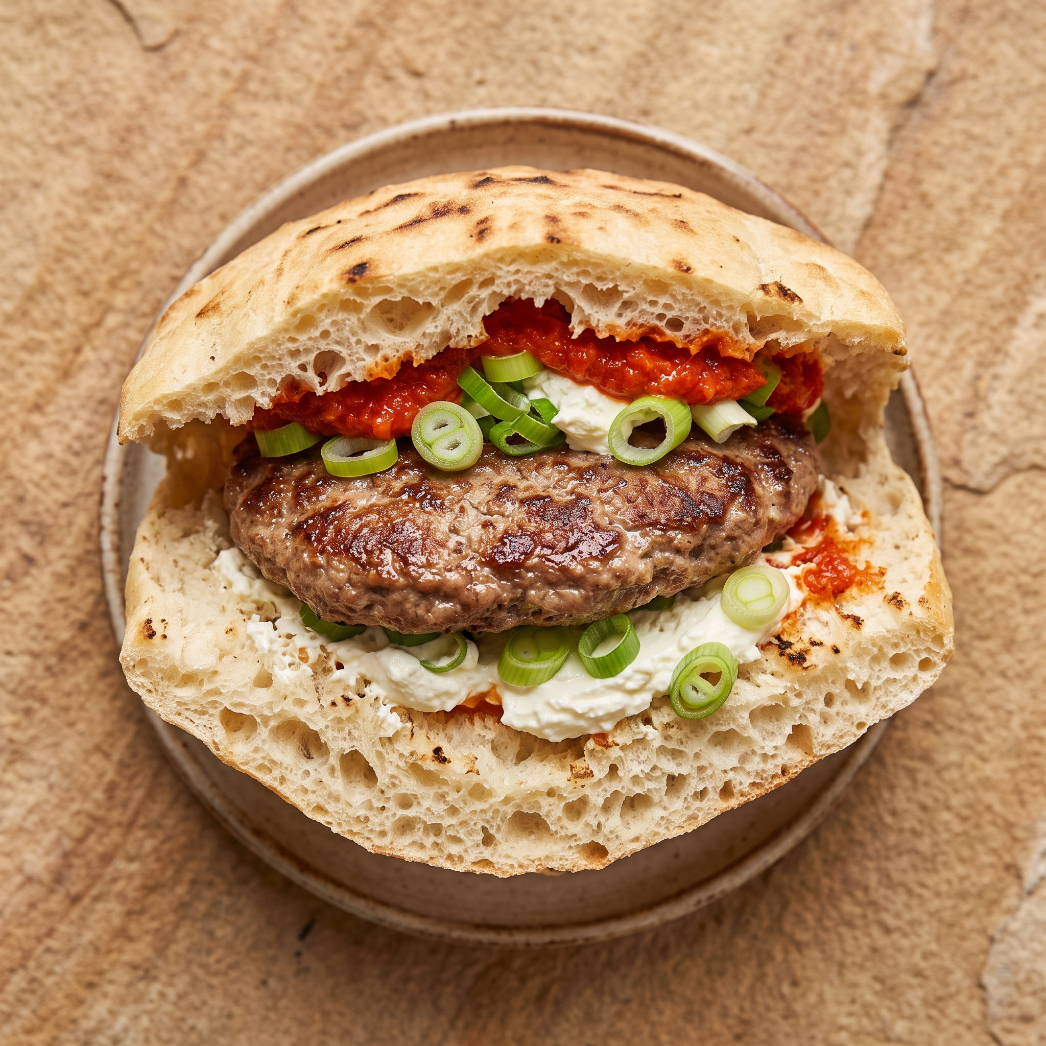 Bosanska Pljeskavica im Grillbrot