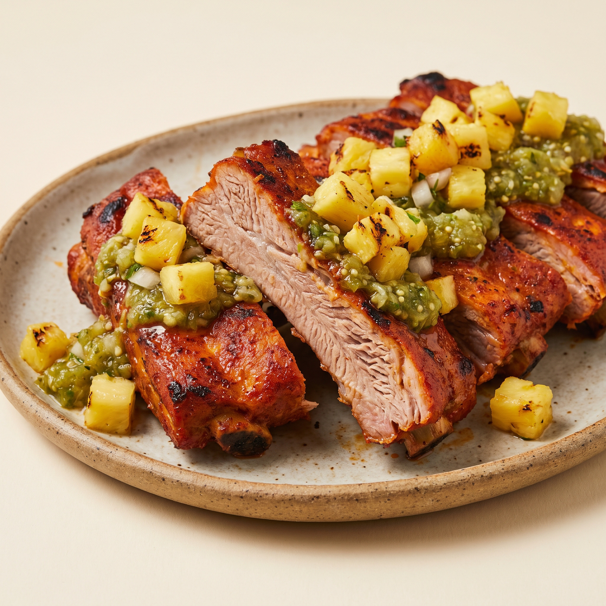 Costillas de cerdo al pastor vom Grill