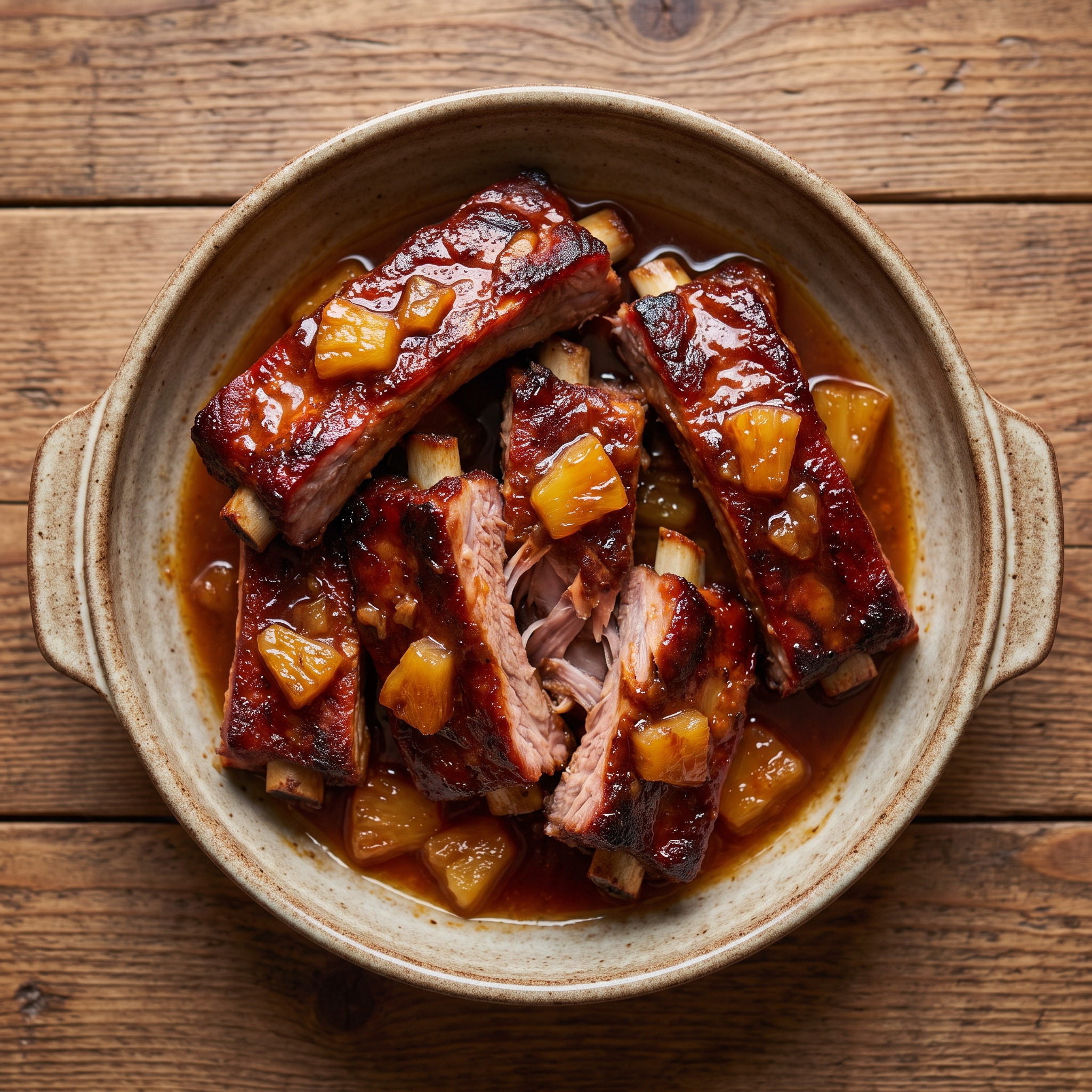 Costillas de cerdo parrilladas mit Ananassauce
