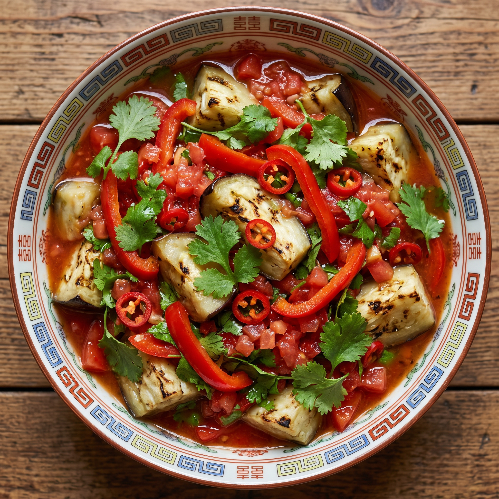 Dai-Salat mit gegrillter Aubergine