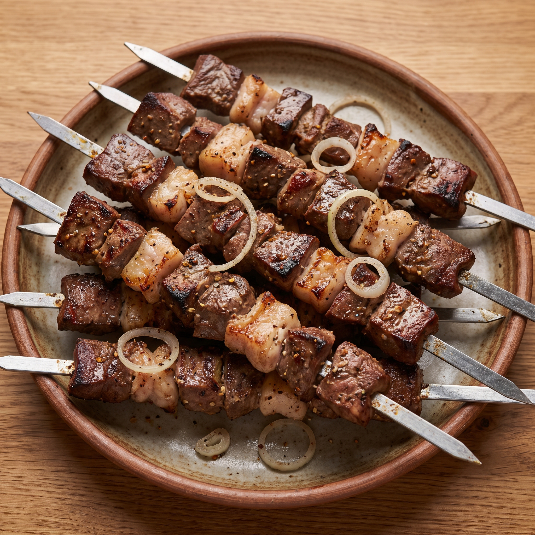 Dumba-jigar kabob vom Holzkohlegrill