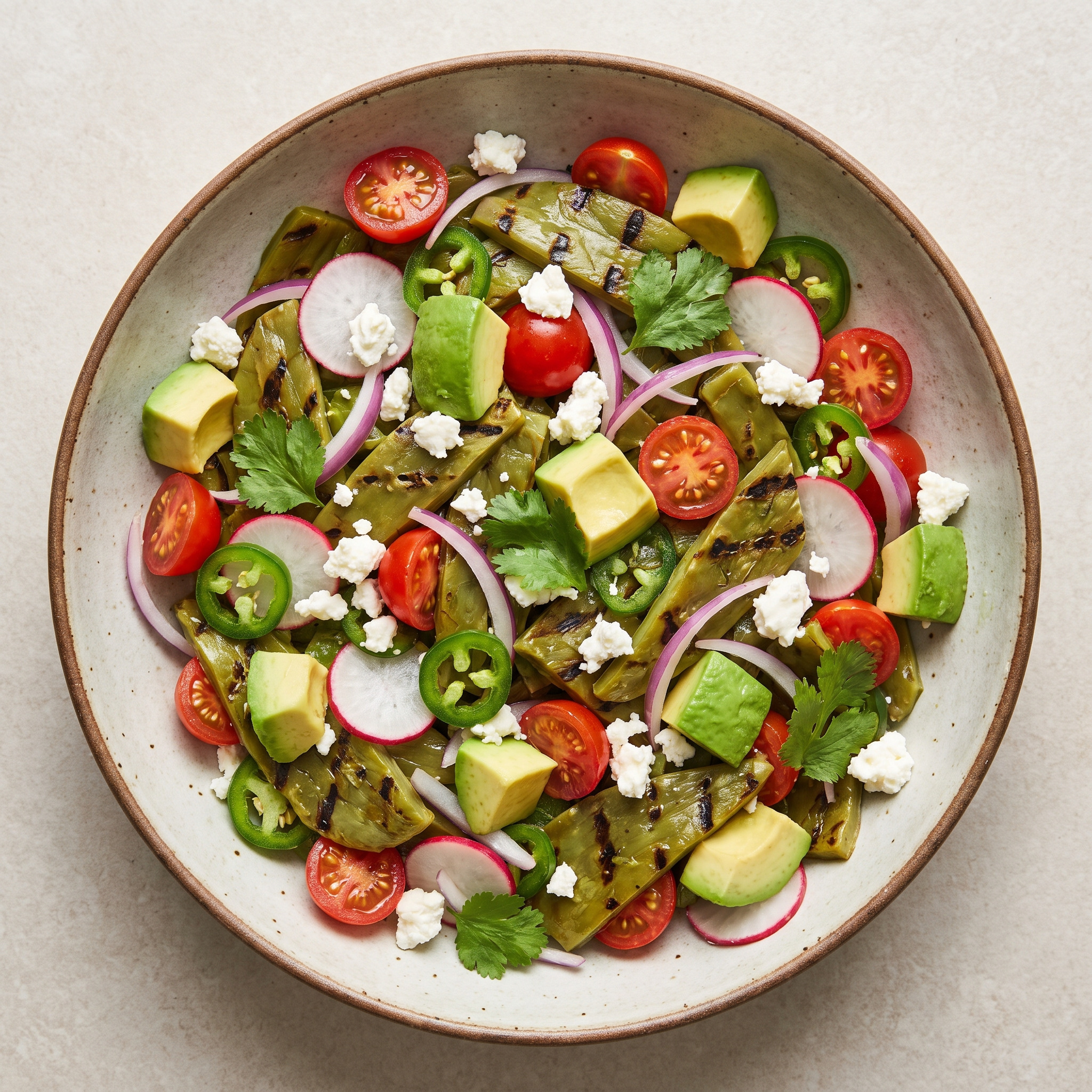 Ensalada de nopales asados vom Grill