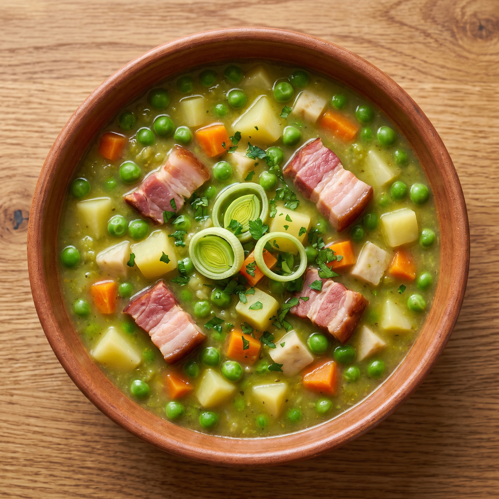 Deutsche Erbsensuppe aus der Glut