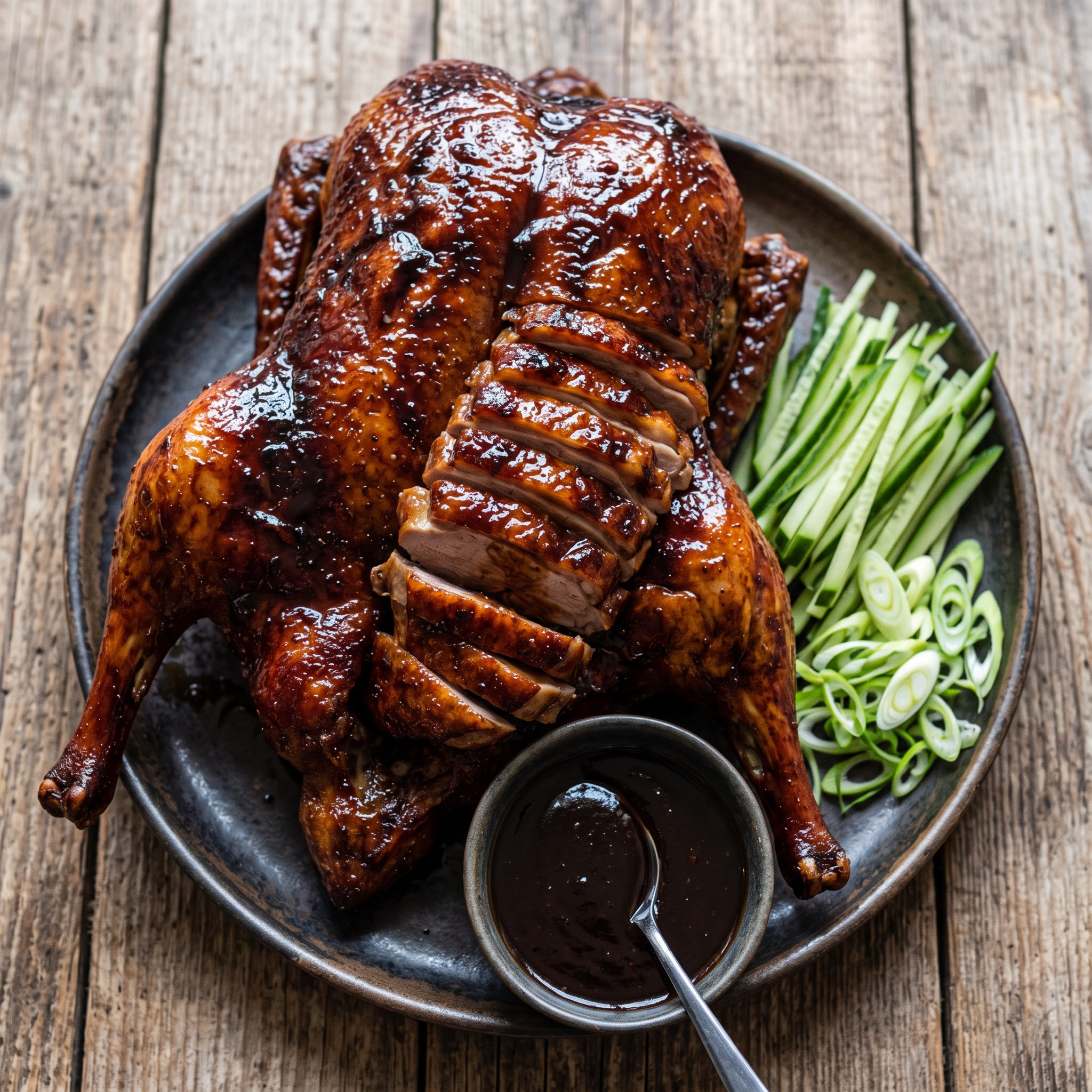 Ganze Ente mit Hoisin-Glasur vom Grill