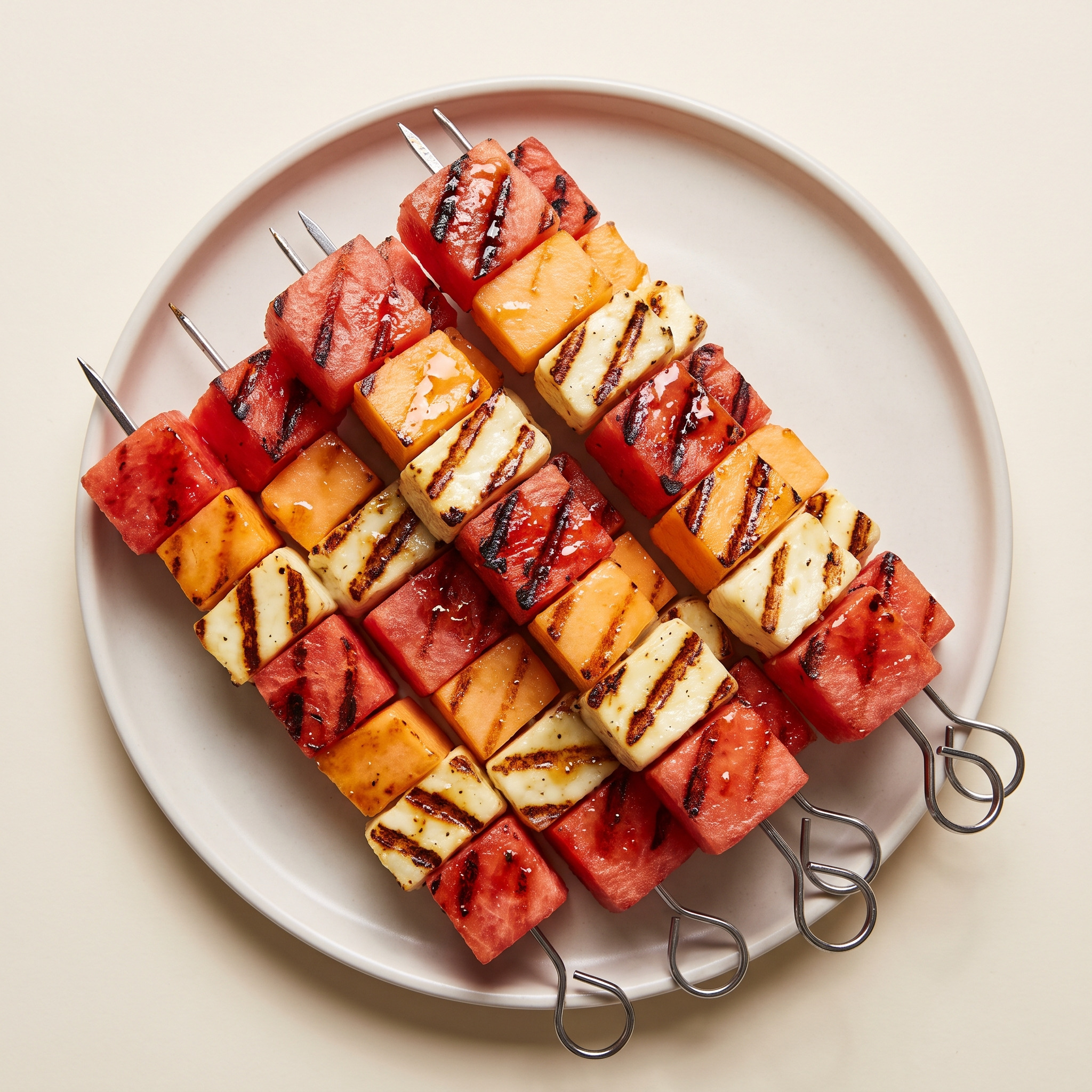 Halloumi-Melonen-Spieße vom Grill