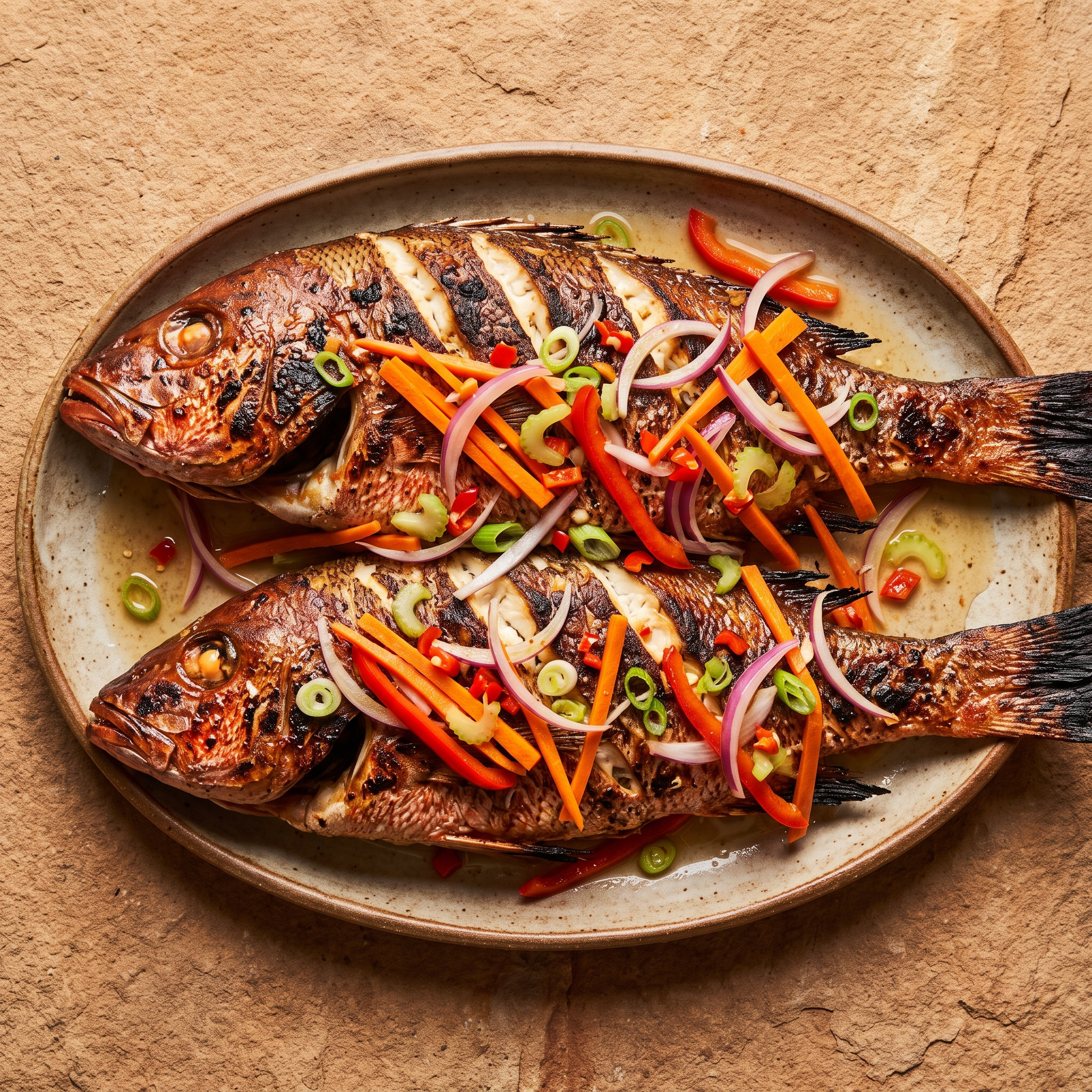 Gegrillter Red Snapper mit Escovitch-Dressing