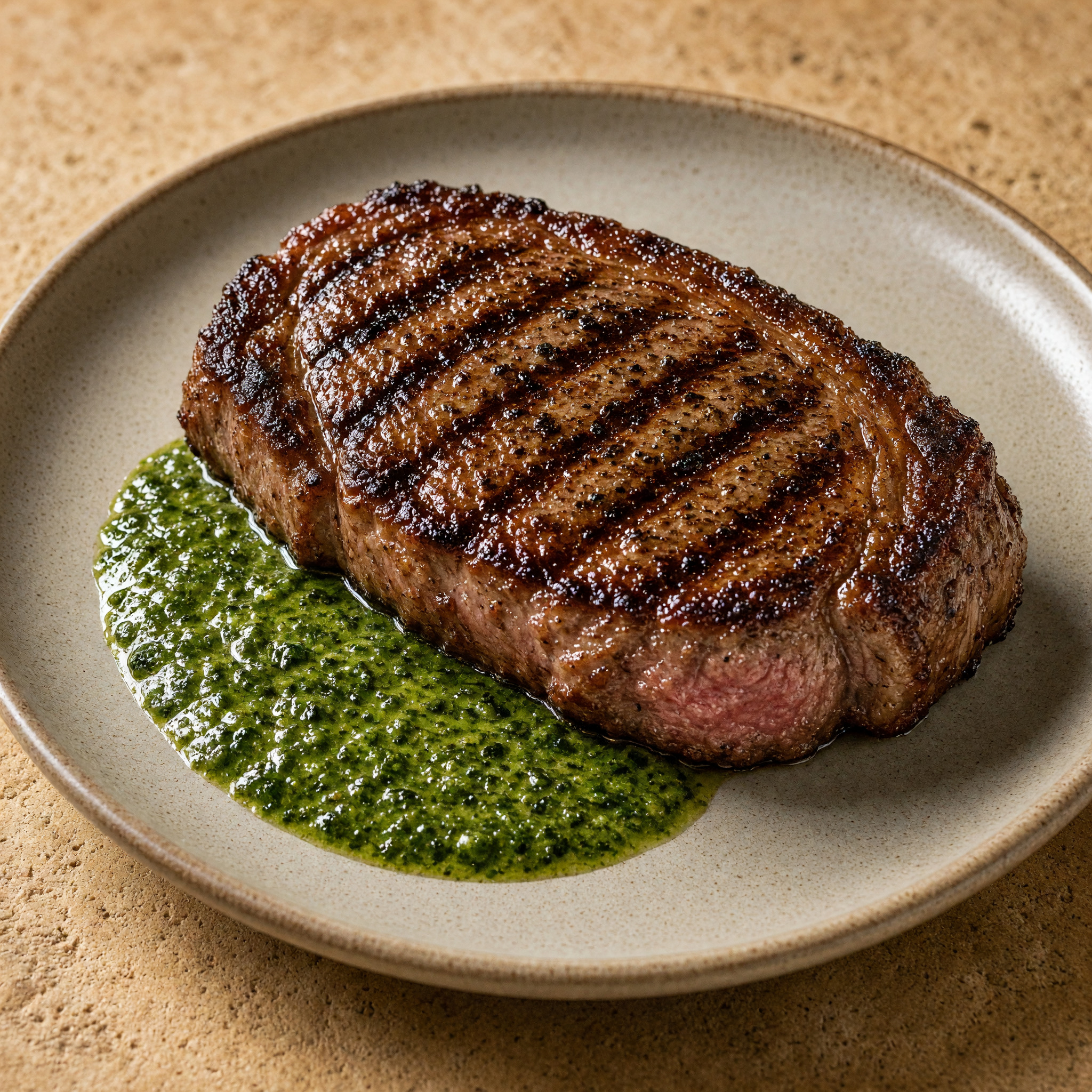 Gegrilltes Entrecôte mit Petersiliensauce