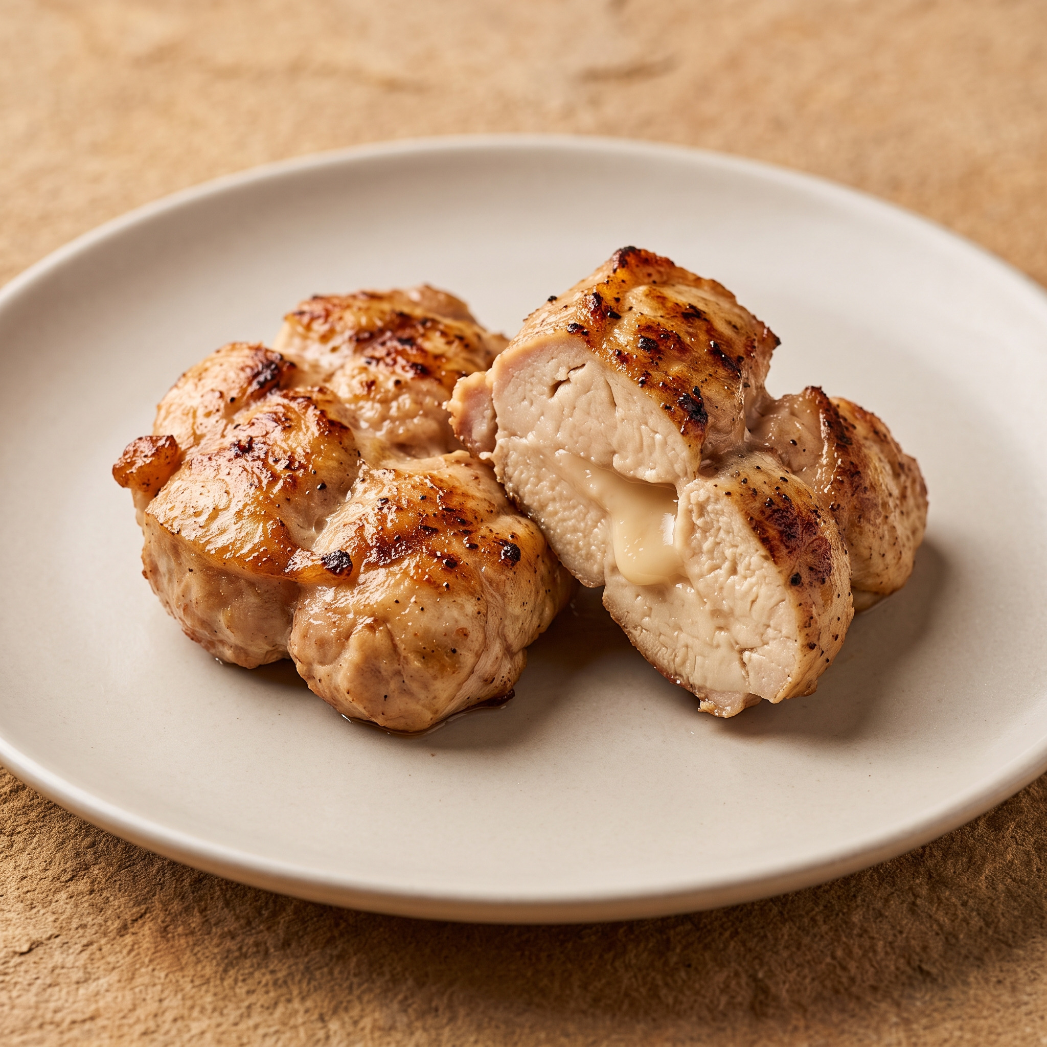 Gegrilltes Kalbsbries auf grünem Kräutersalat